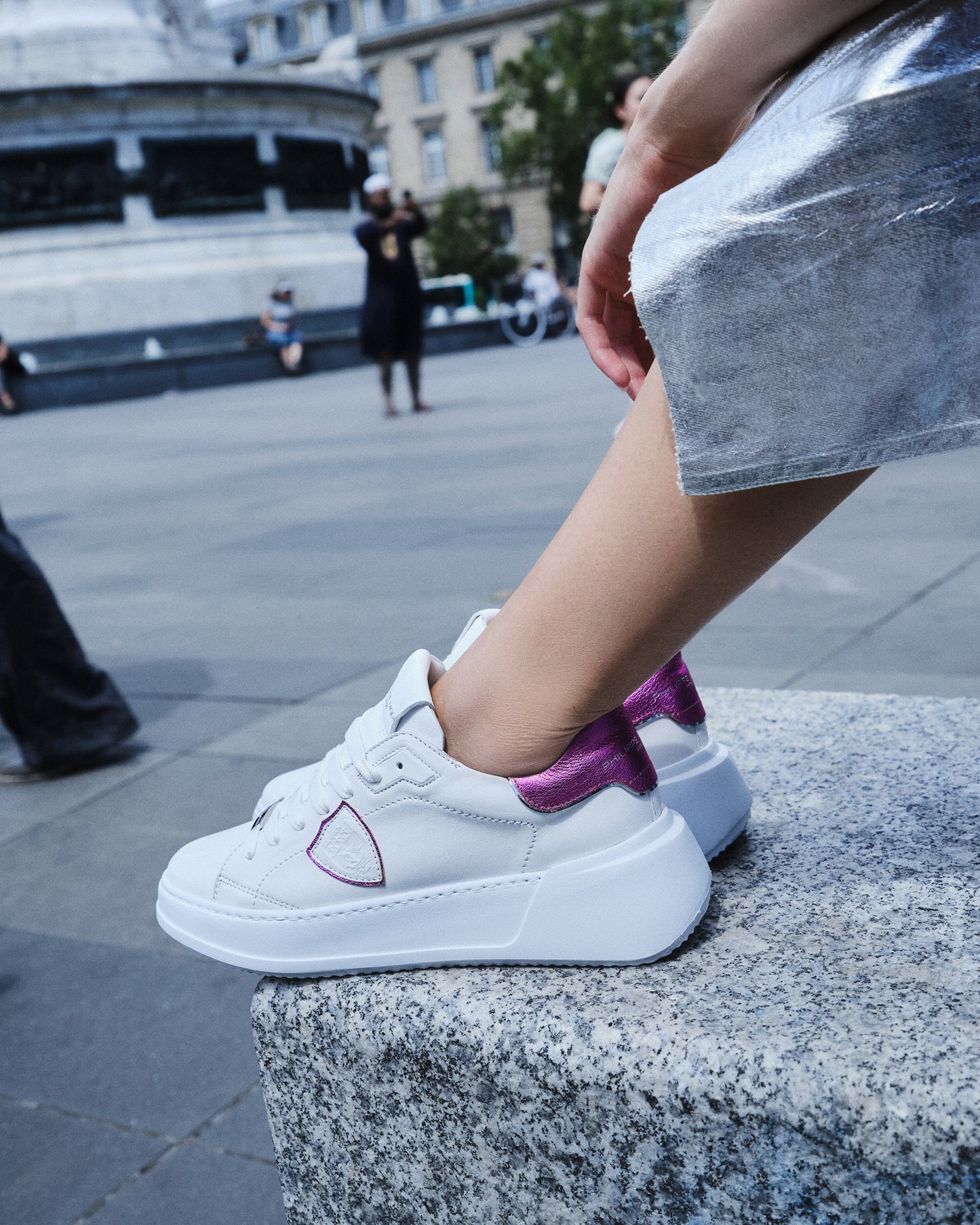 Sneaker basse Tres Temple donna - bianco e fucsia