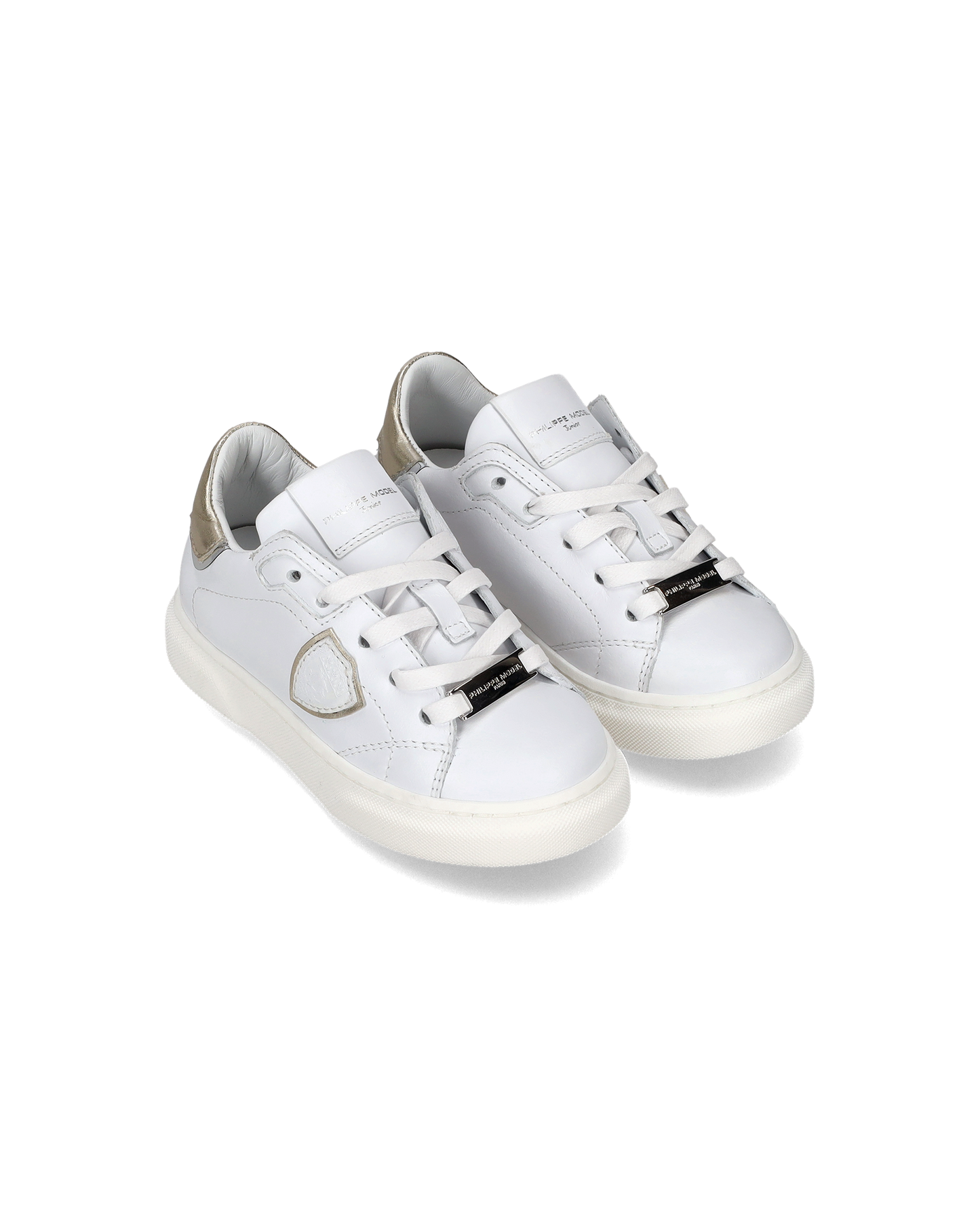 Sneakers Temple basse da Bambini Bianche e Oro in Pelle