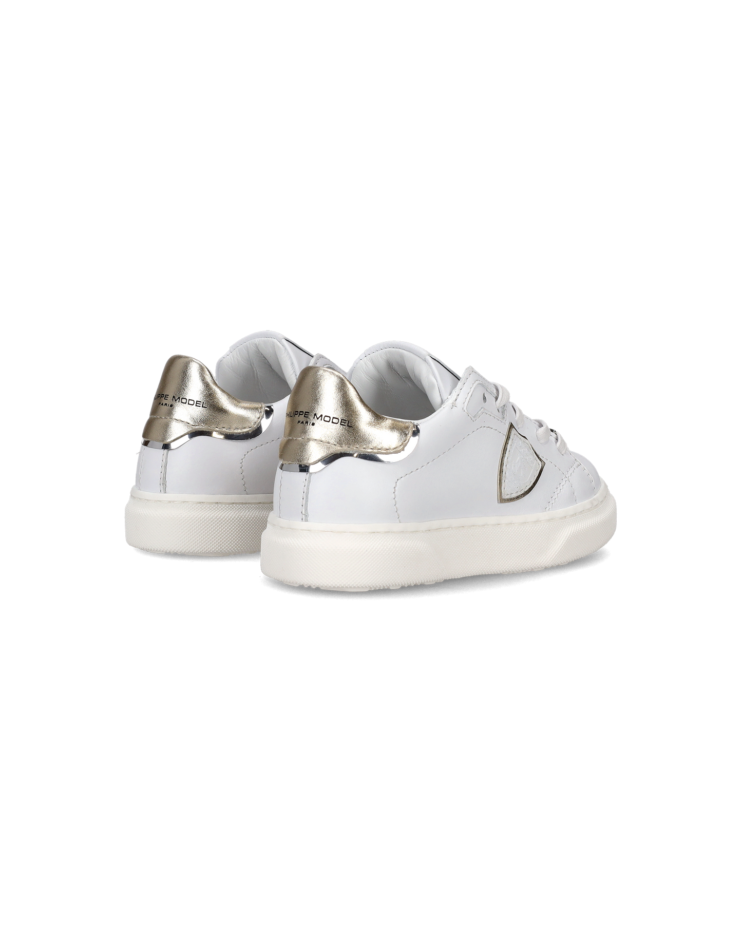 Sneakers Temple basse da Bambini Bianche e Oro in Pelle