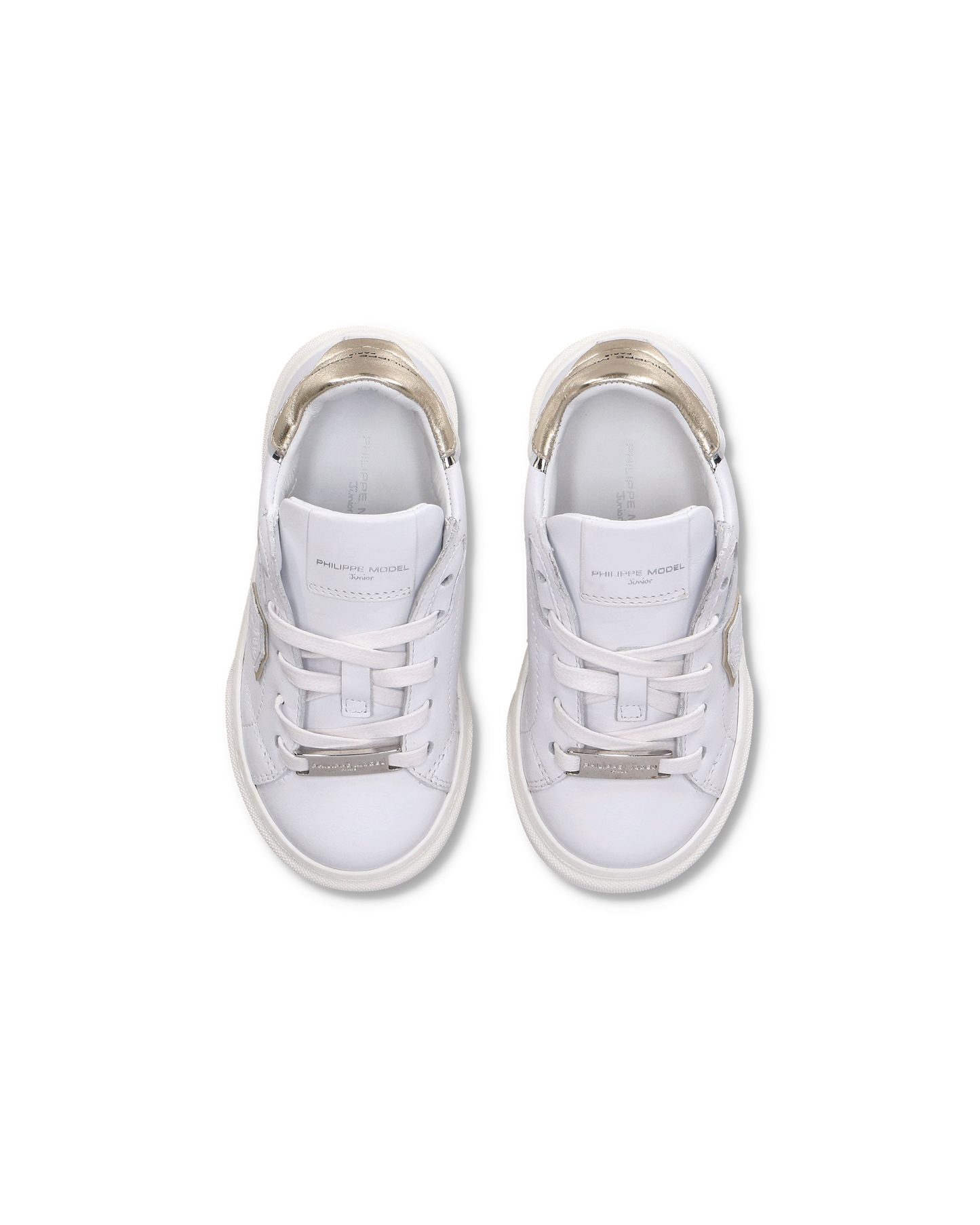 Sneakers Temple basse da Bambini Bianche e Oro in Pelle