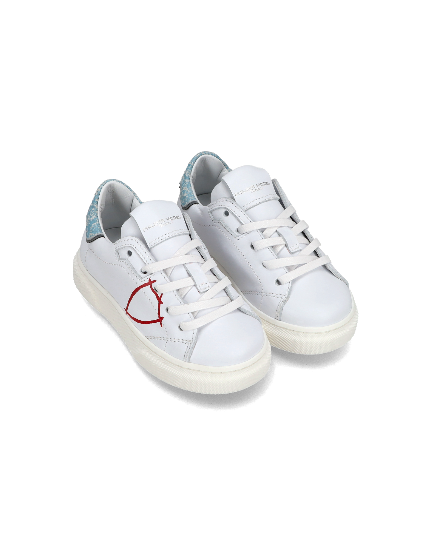 Sneakers basse Temple da Bambino in pelle, Bianco e Blu