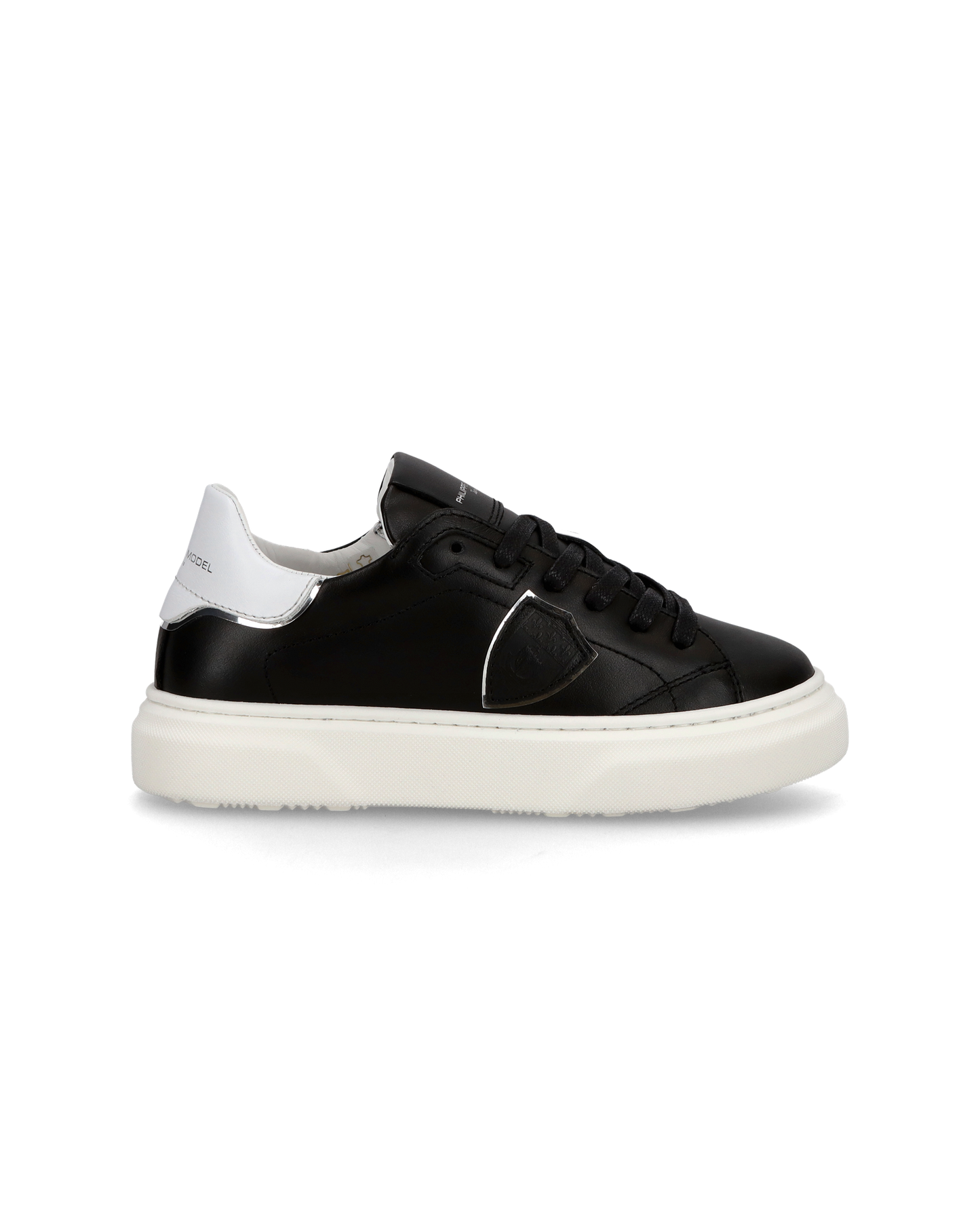 Junior Temple Low-Top Sneakers in Leather, Black White