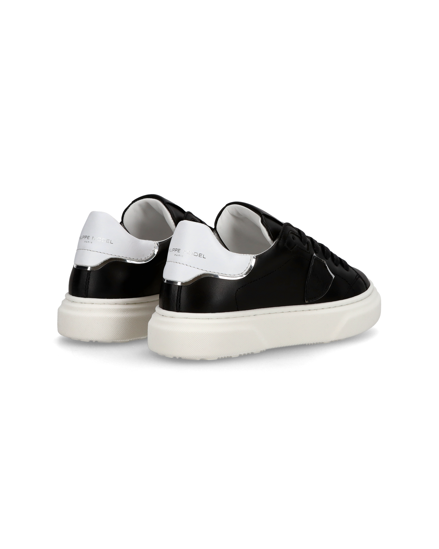 Junior Temple Low-Top Sneakers in Leather, Black White