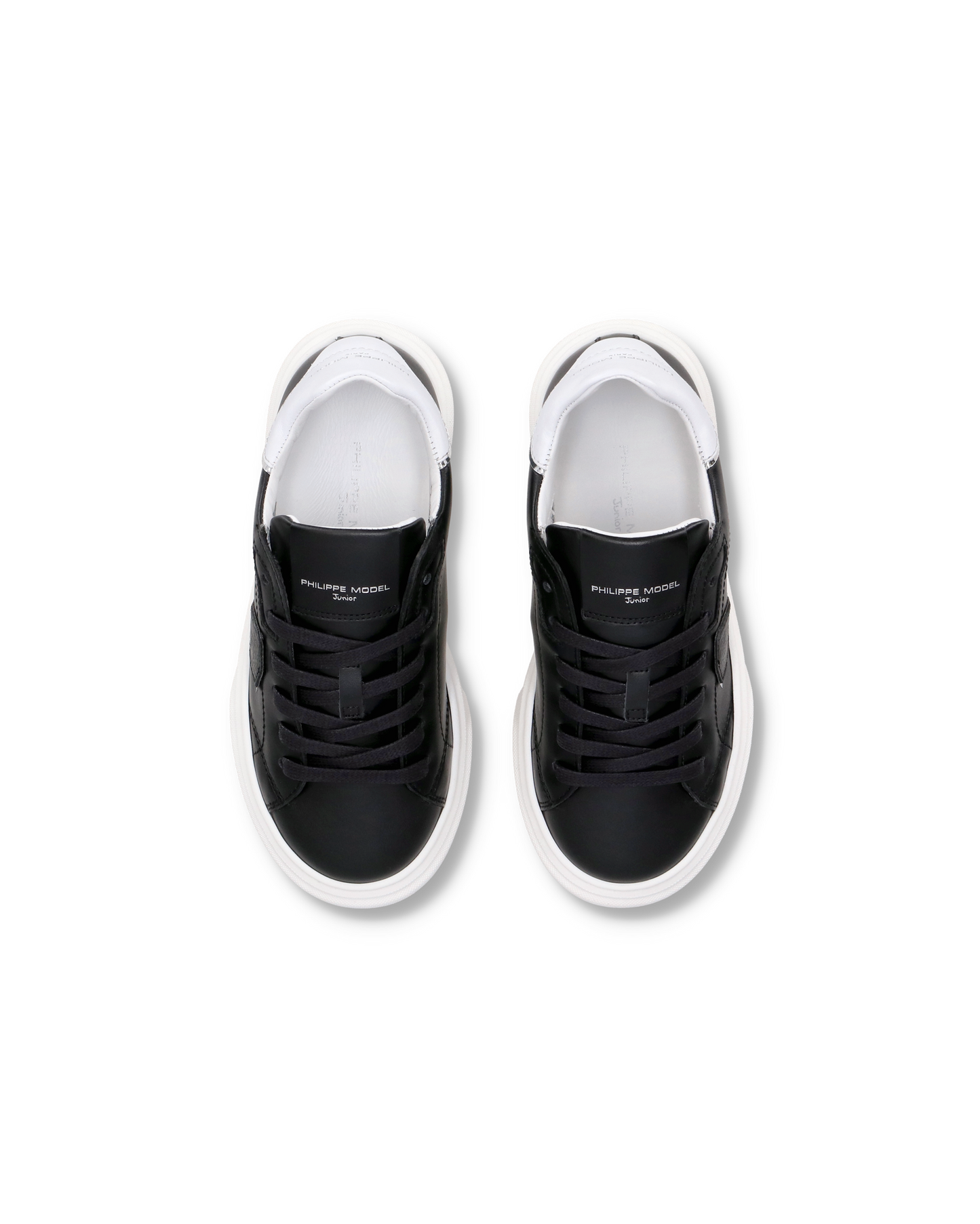 Junior Temple Low-Top Sneakers in Leather, Black White