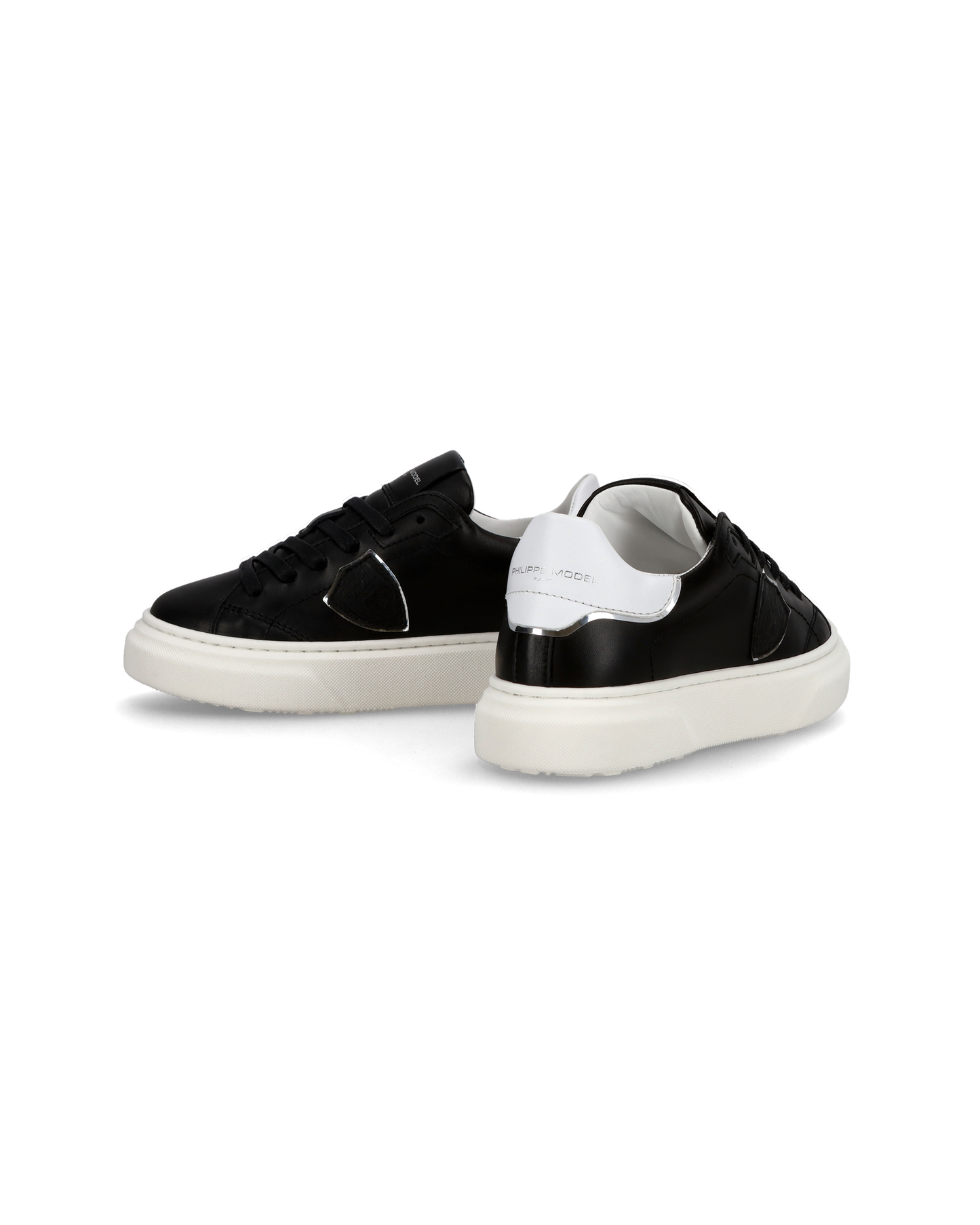 Junior Temple Low-Top Sneakers in Leather, Black White