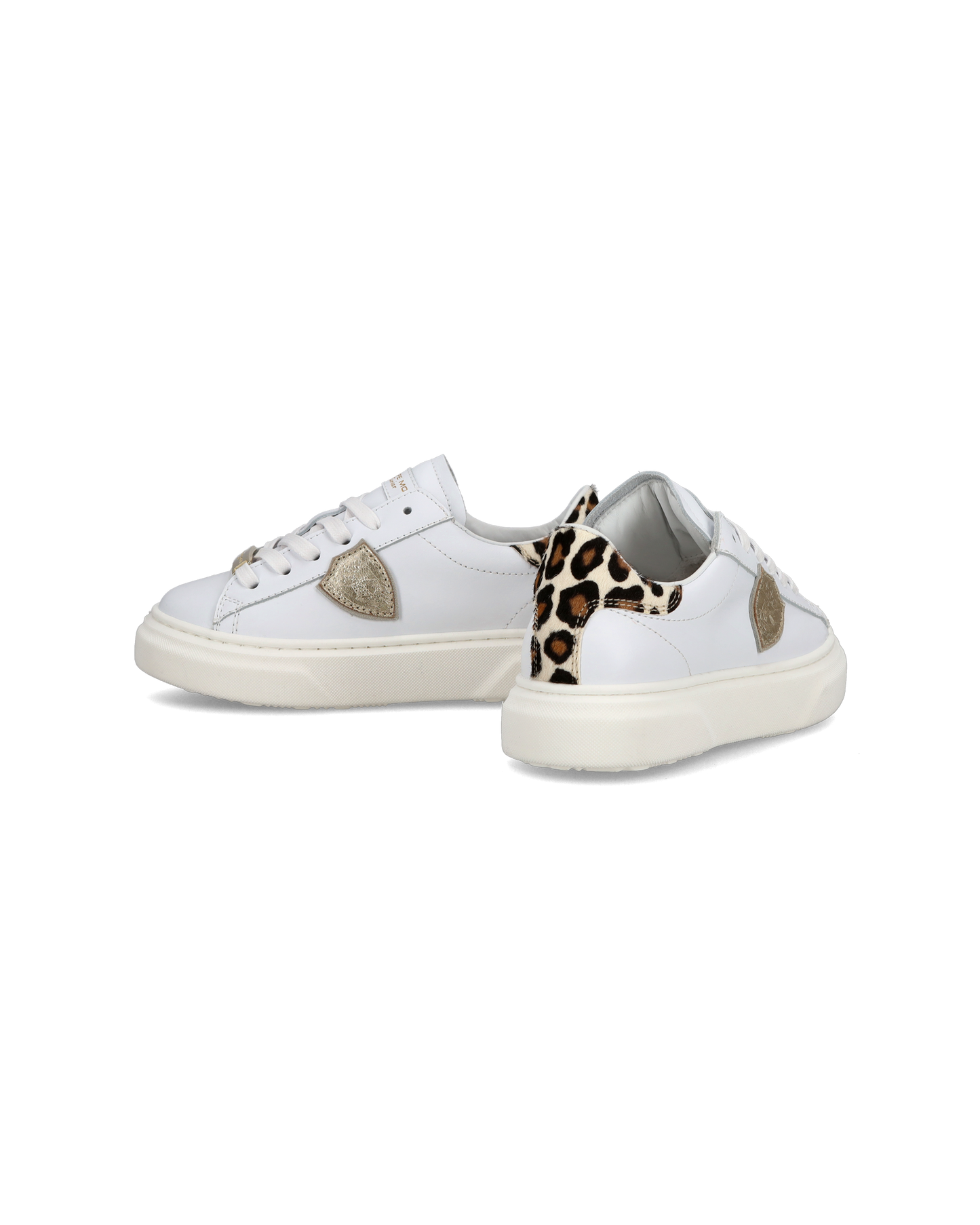 Junior Temple Low-Top Sneakers in Leather, White Pink