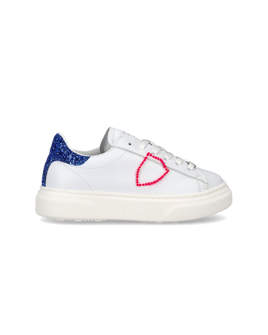 Sneakers Temple da Bambini Bianche e Blu in Pelle