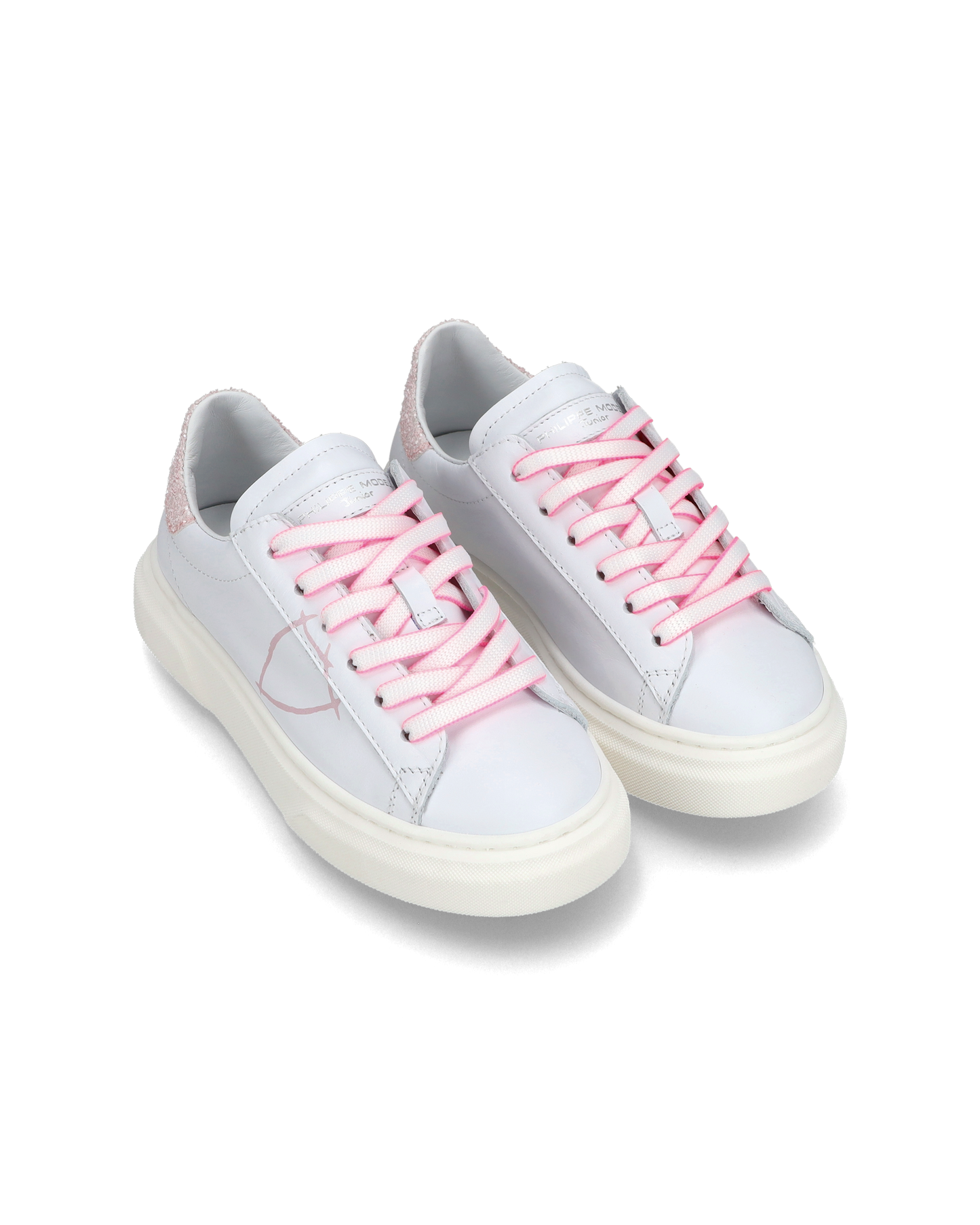 Sneakers basse Temple da Ragazzo in pelle, Bianco Rosa