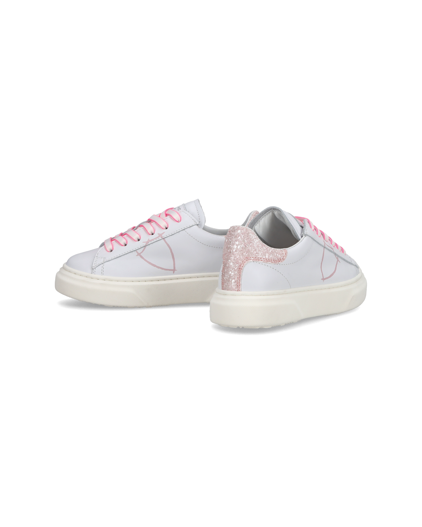 Sneakers basse Temple da Ragazzo in pelle, Bianco Rosa