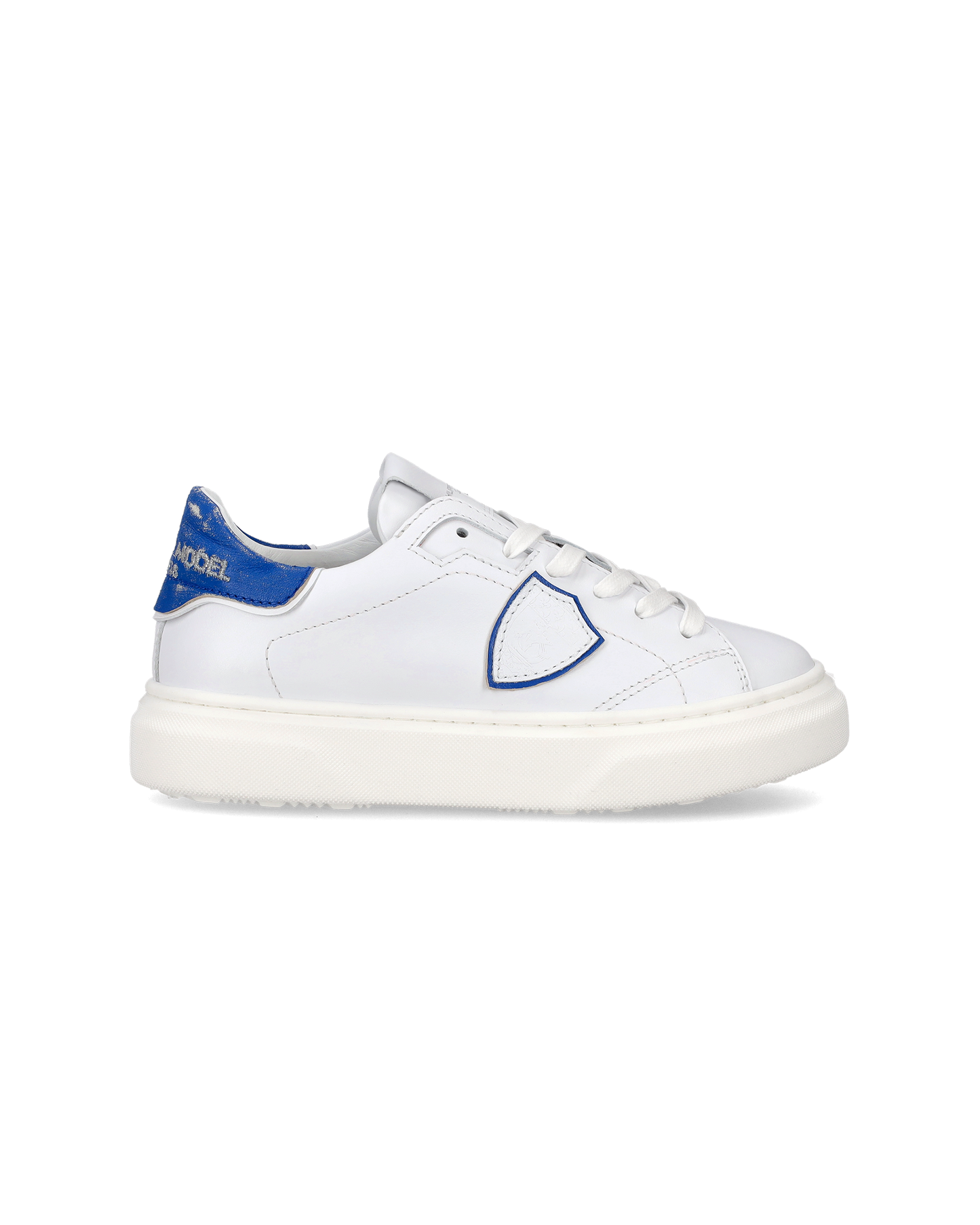 Sneakers Temple da Bambini Bianche e Blu in Pelle Morbida