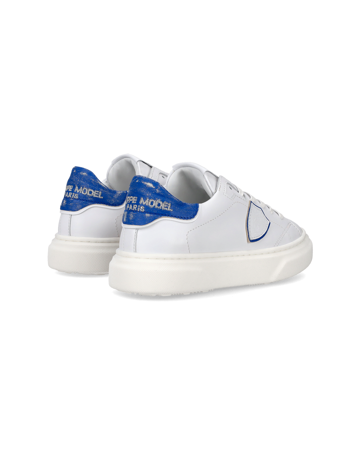 Sneakers Temple da Bambini Bianche e Blu in Pelle Morbida