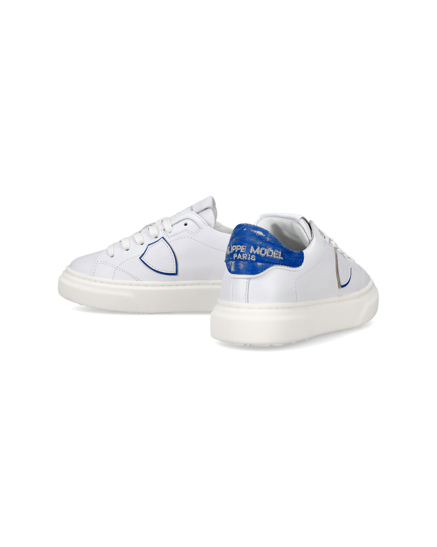 Sneakers Temple da Bambini Bianche e Blu in Pelle Morbida