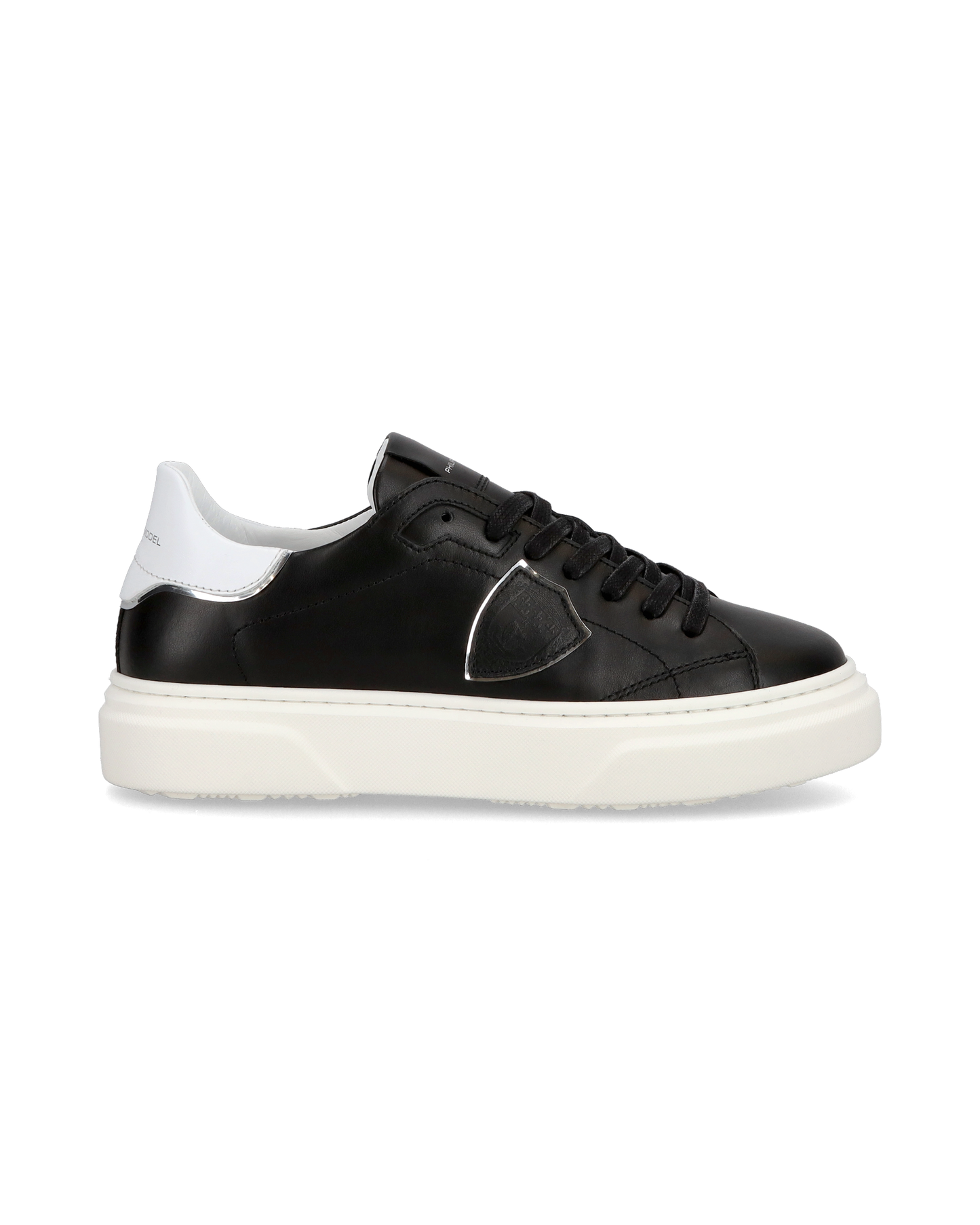 Junior Temple Low-Top Sneakers in Leather, Black White