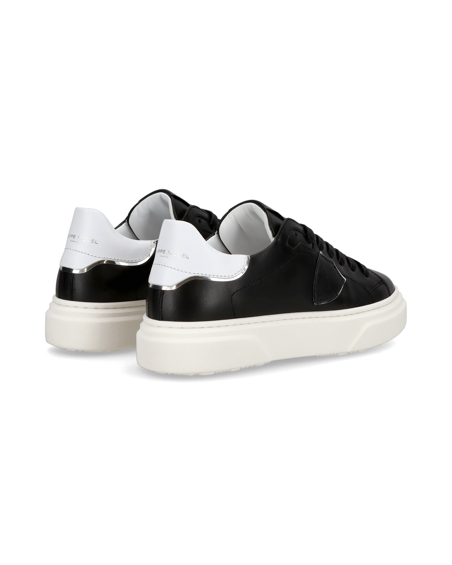 Junior Temple Low-Top Sneakers in Leather, Black White