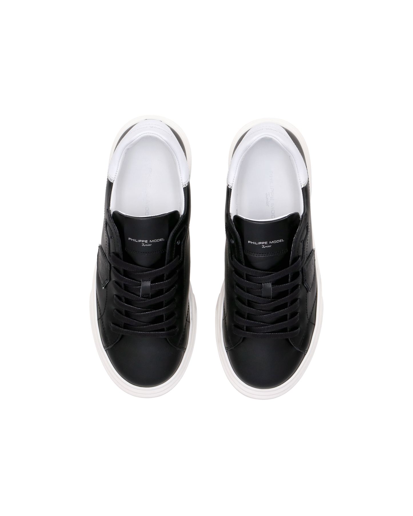 Junior Temple Low-Top Sneakers in Leather, Black White