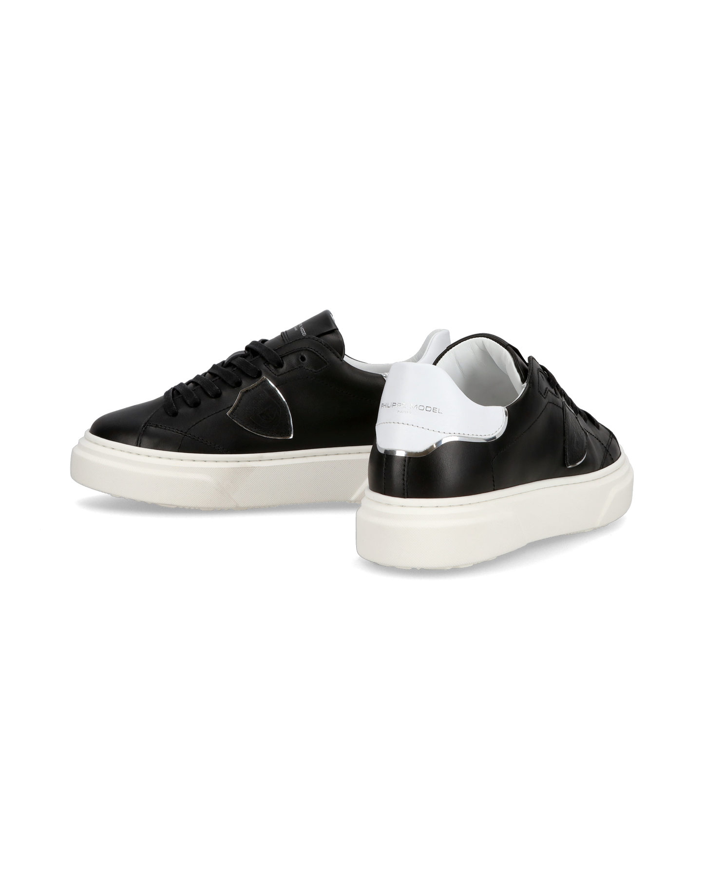 Junior Temple Low-Top Sneakers in Leather, Black White