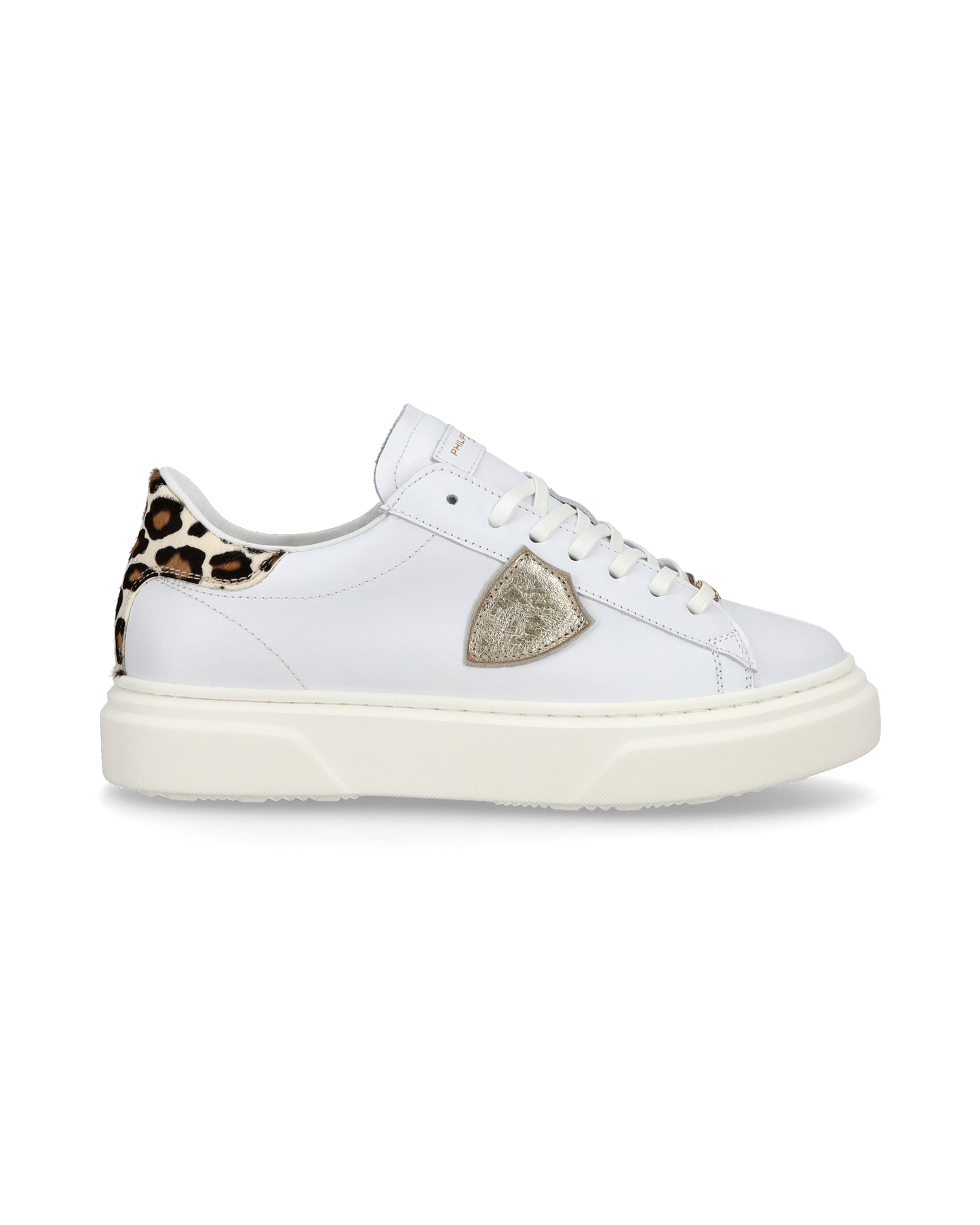 Junior Temple Low-Top Sneakers in Leather, White Pink