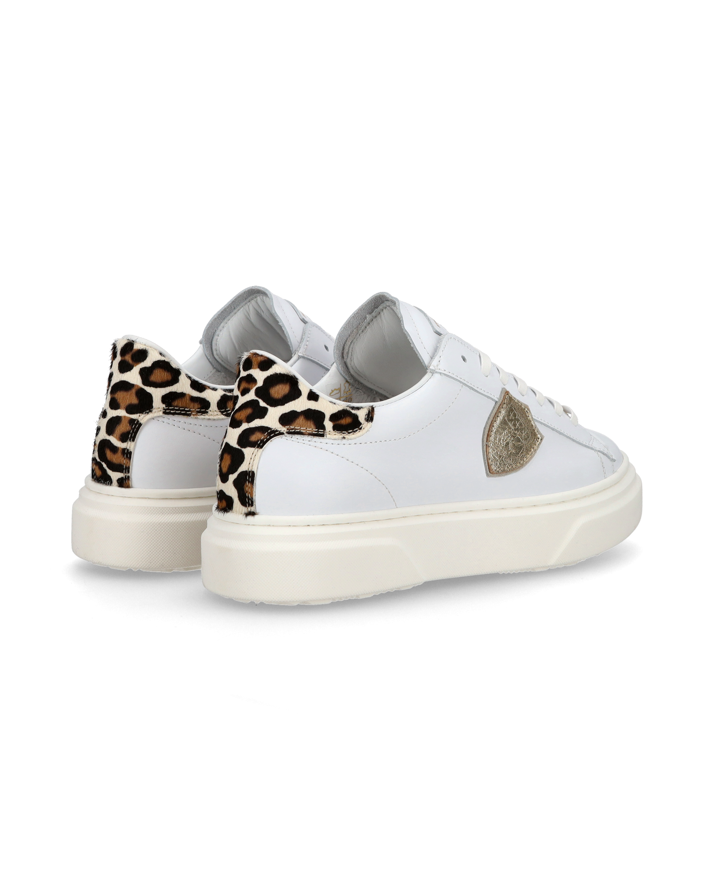 Junior Temple Low-Top Sneakers in Leather, White Pink