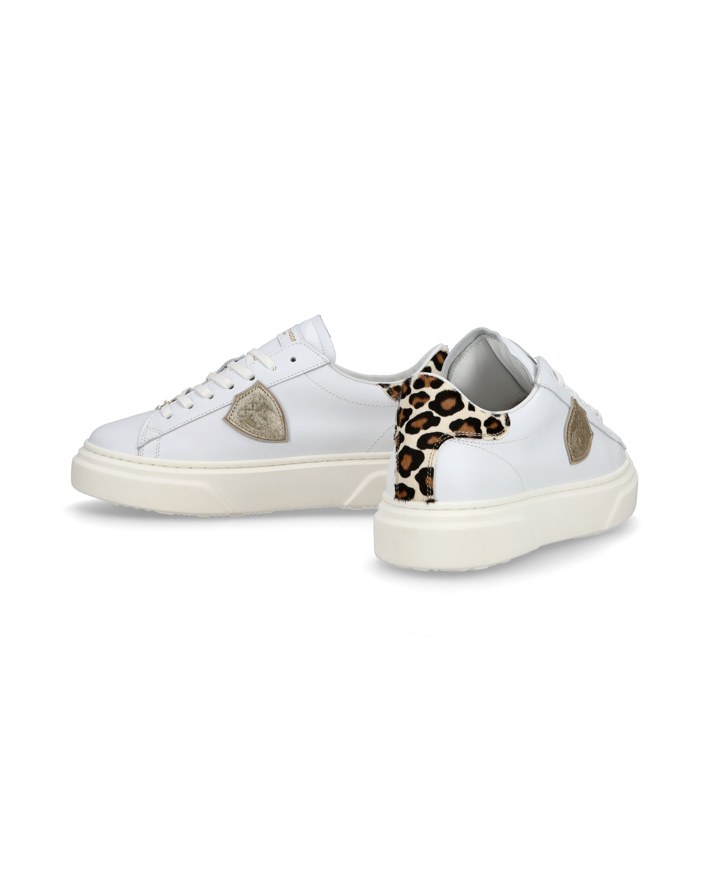 Junior Temple Low-Top Sneakers in Leather, White Pink