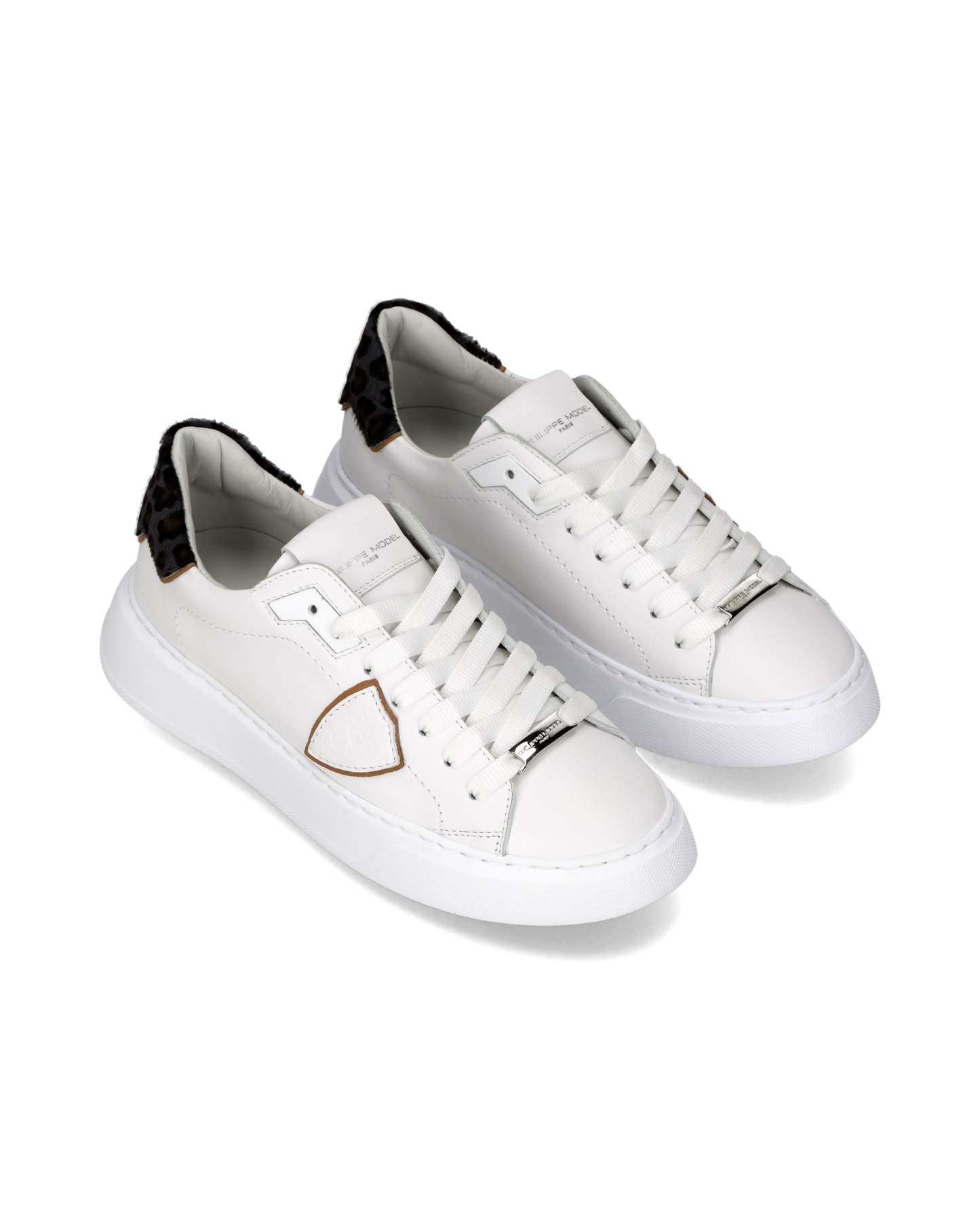 Baskets Temple Femme, Blanc, Bleu et Animalier