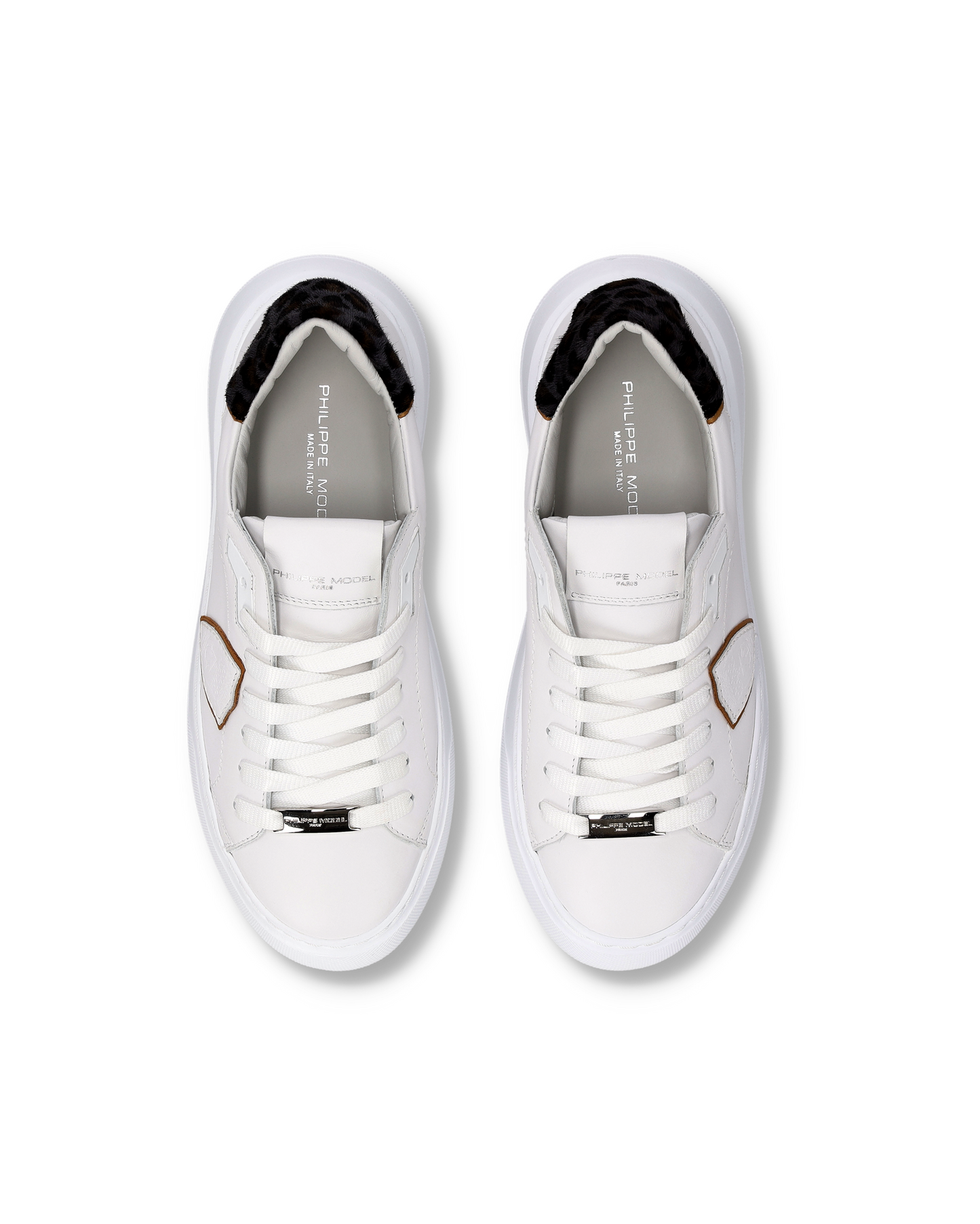 Baskets Temple Femme, Blanc, Bleu et Animalier