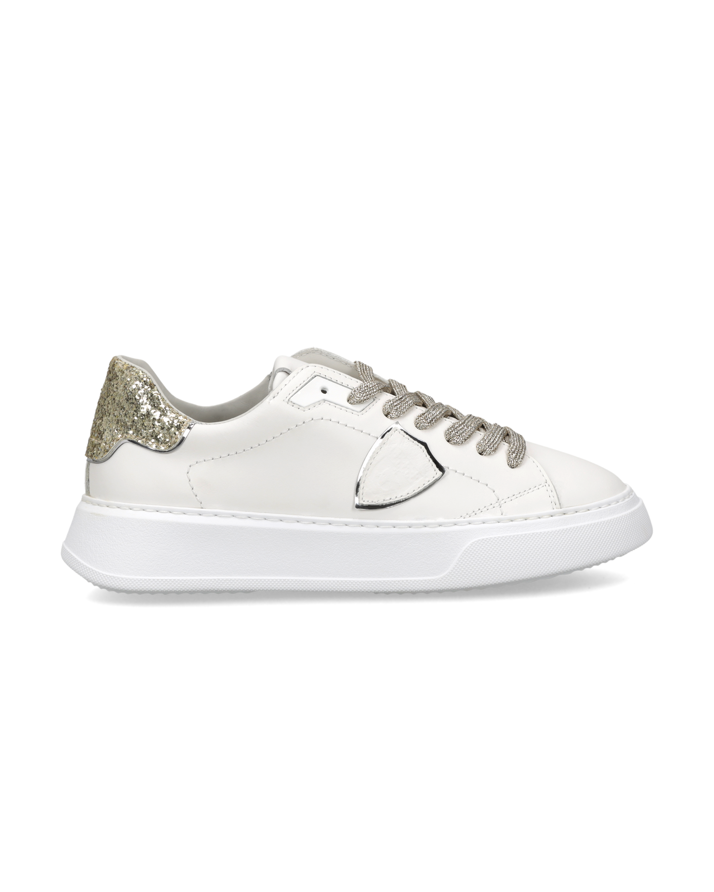 Zapatillas Temple con Contrafuerte Glitter Para Mujer, Blanco Dorado