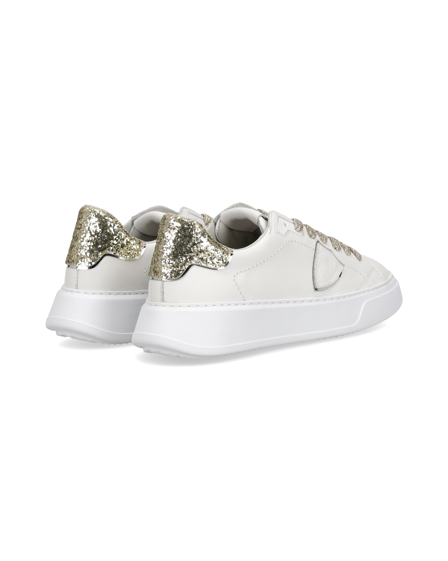 Zapatillas Temple con Contrafuerte Glitter Para Mujer, Blanco Dorado
