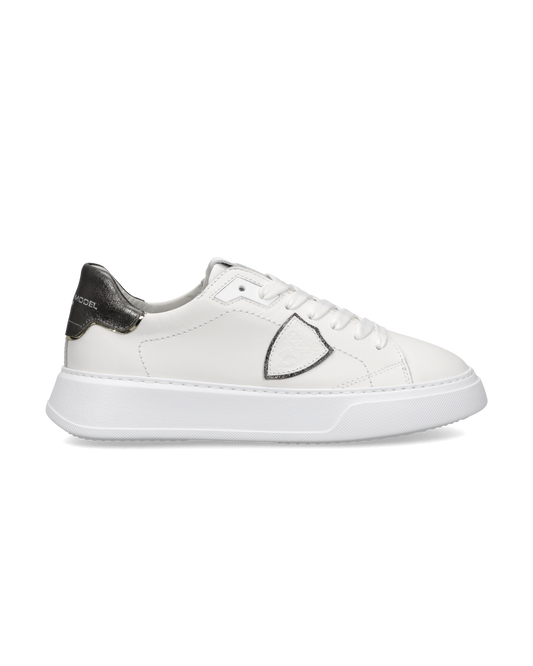 Baskets Temple Femme, Blanc Gris Anthracite