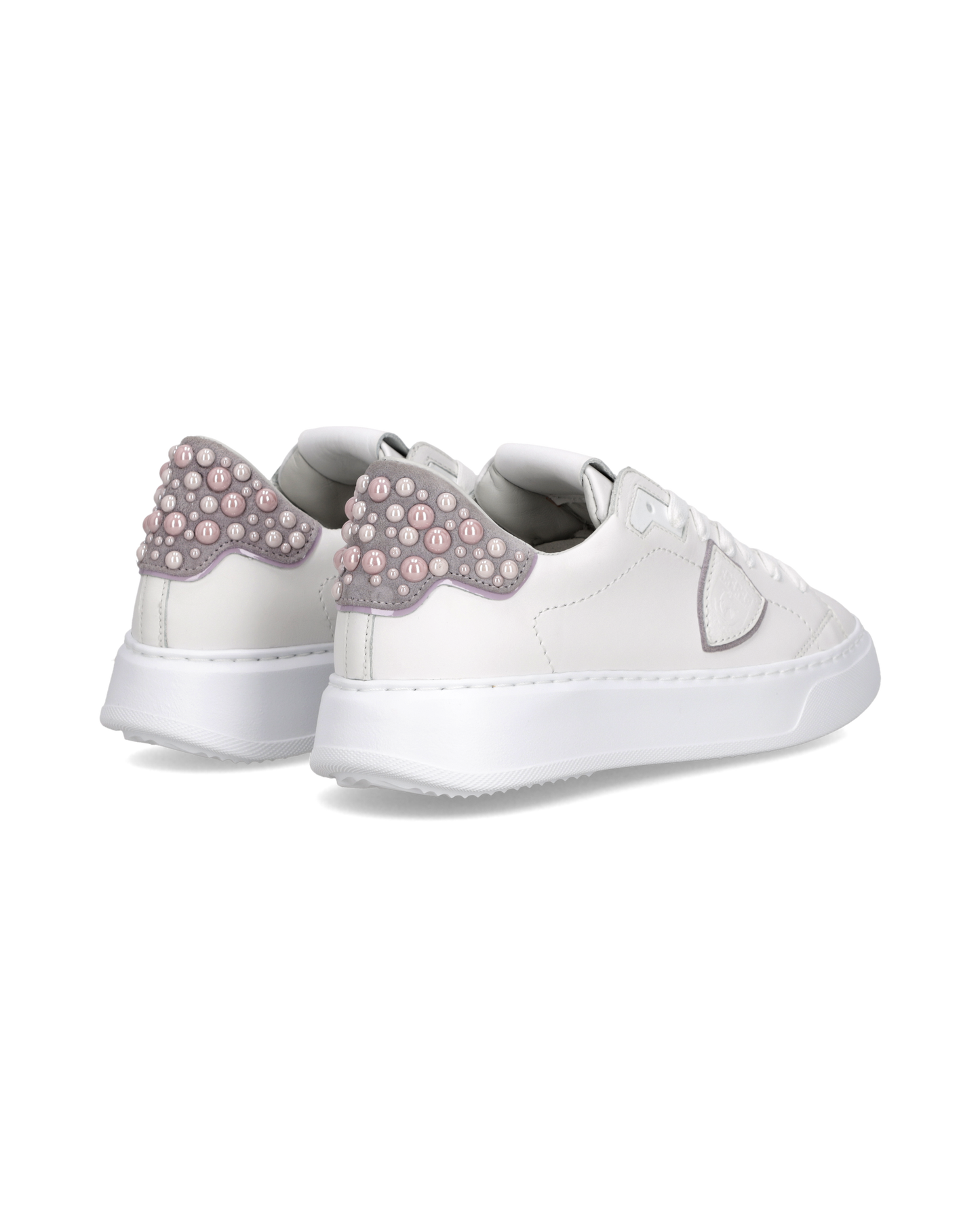 Sneakers Temple Donna, Bianco Rosa con perle