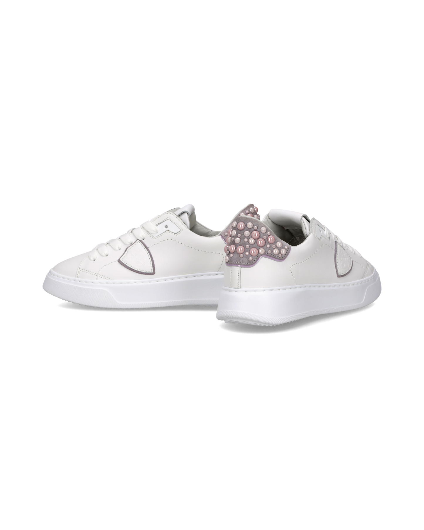 Sneakers Temple Donna, Bianco Rosa con perle