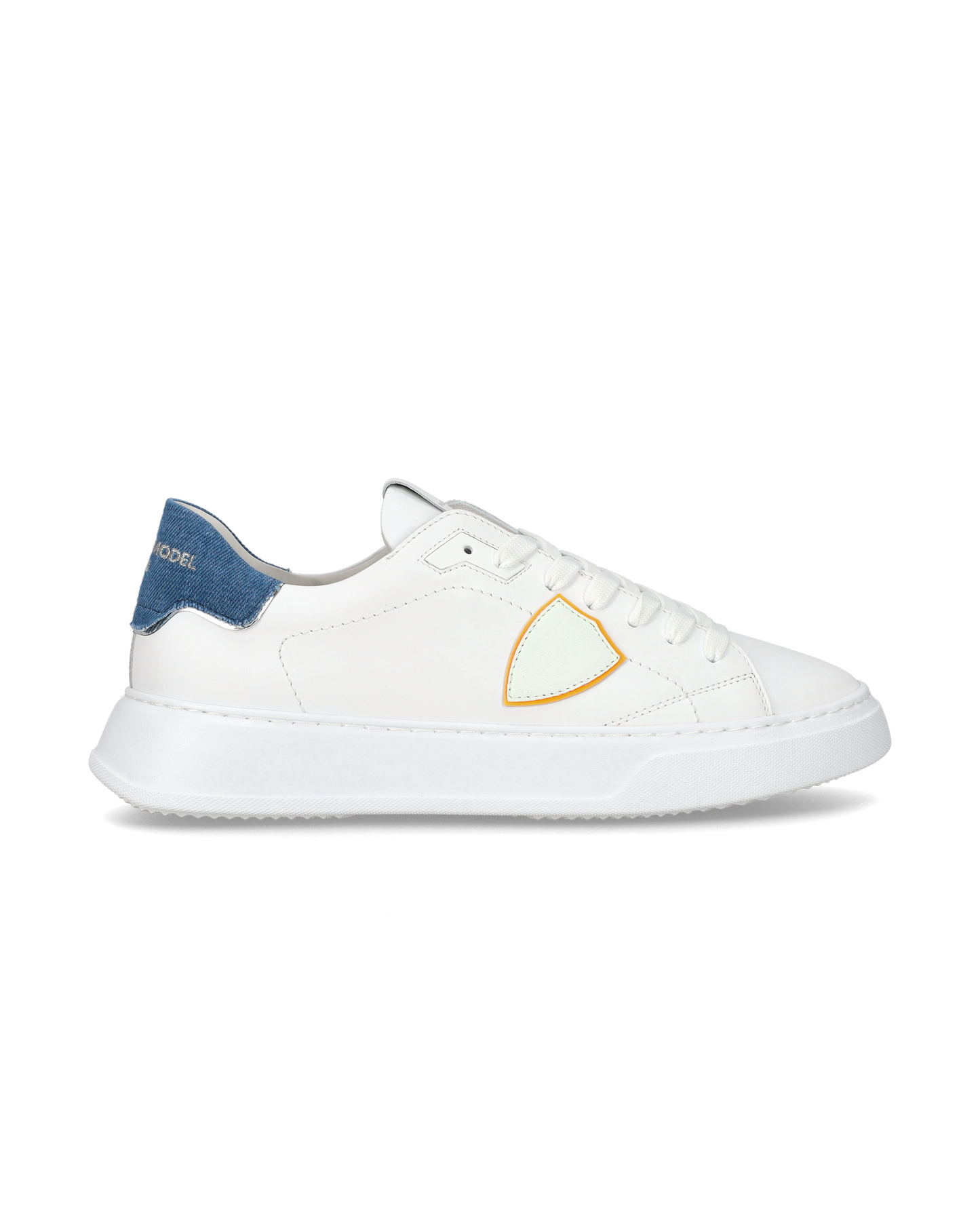 Sneaker casual Temple da uomo in pelle e denim - Blu e bianco