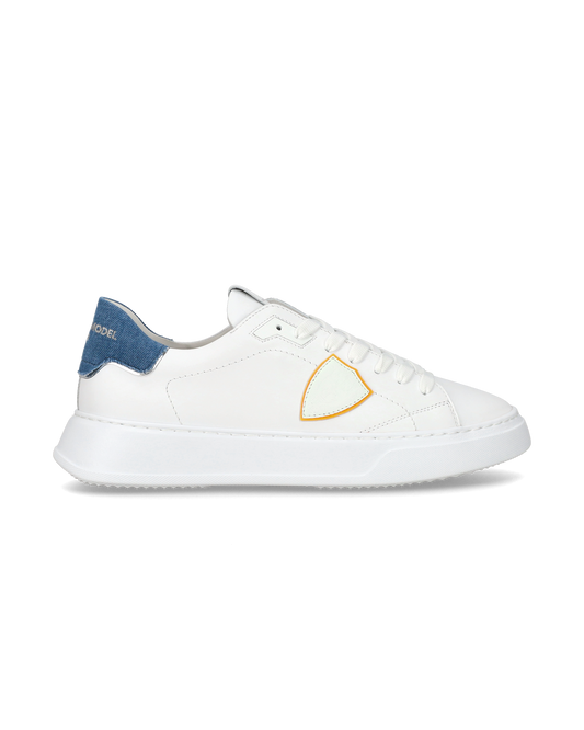 Sneaker casual Temple da uomo in pelle e denim - Blu e bianco