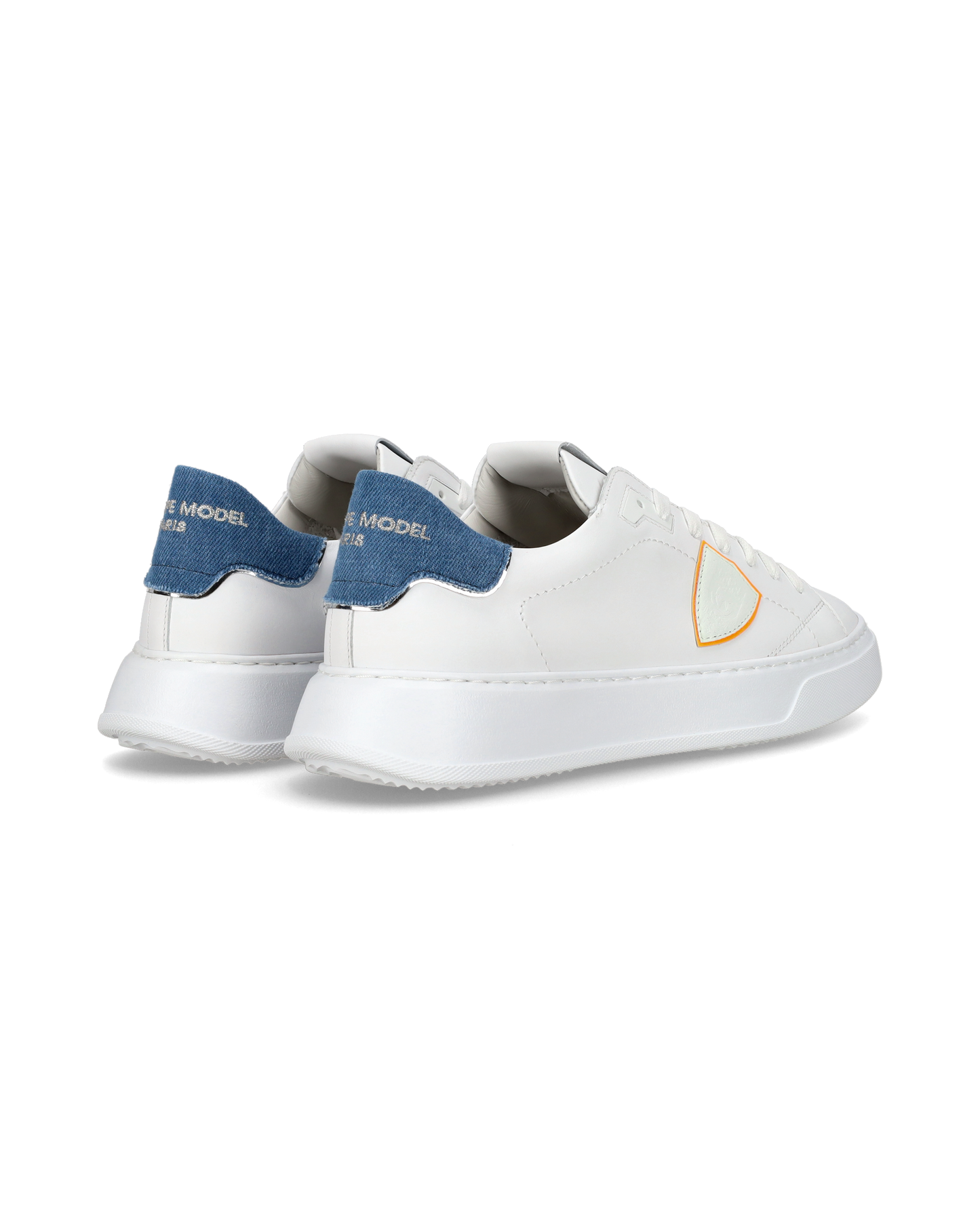 Sneaker casual Temple da uomo in pelle e denim - Blu e bianco