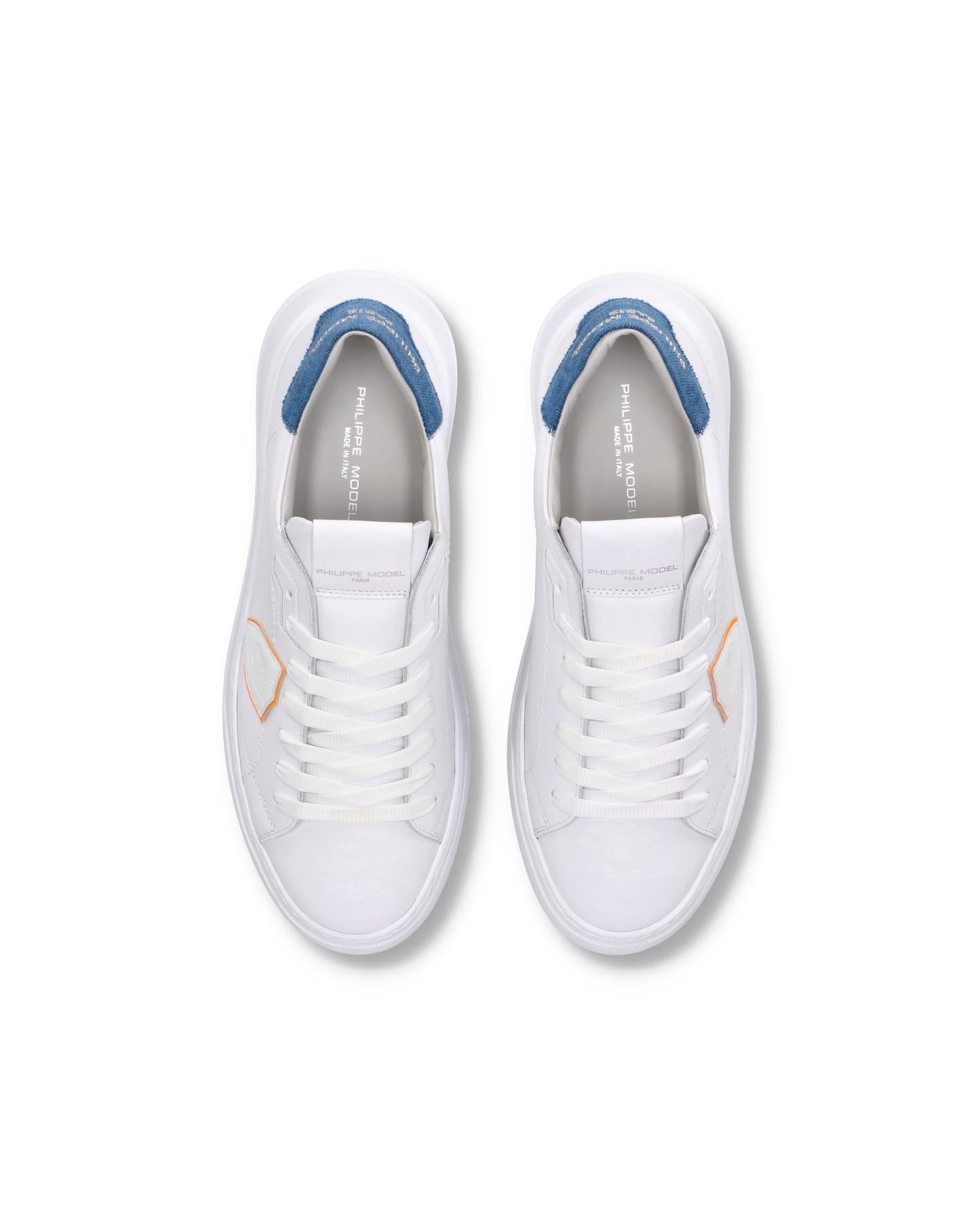 Sneaker casual Temple da uomo in pelle e denim - Blu e bianco