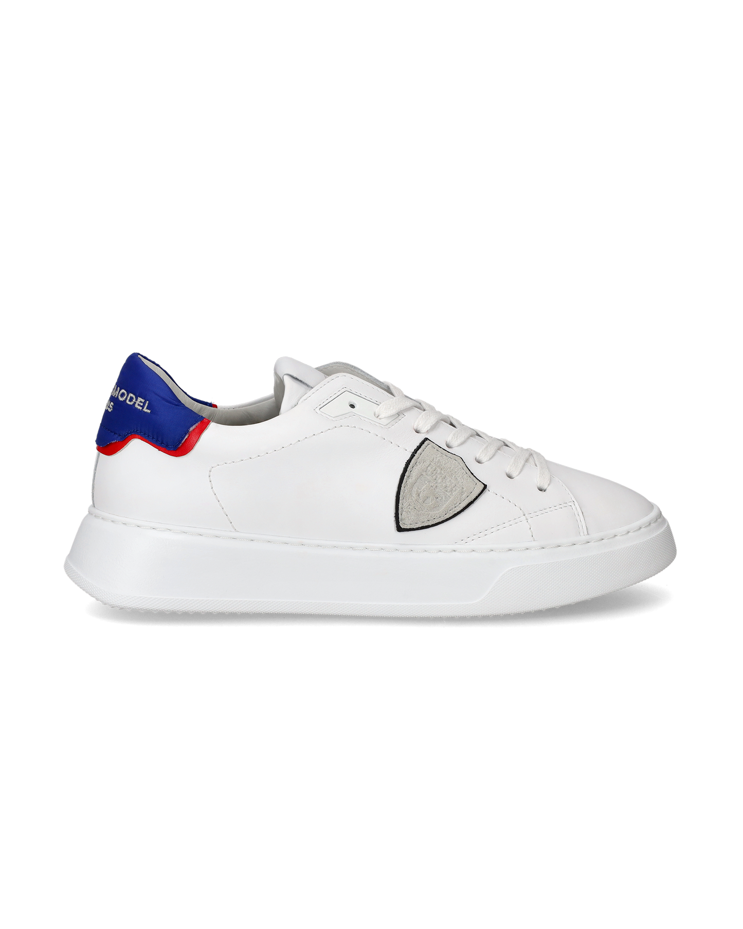 Men's Temple Low-Top Sneakers in Leather And Nylon, White Blue