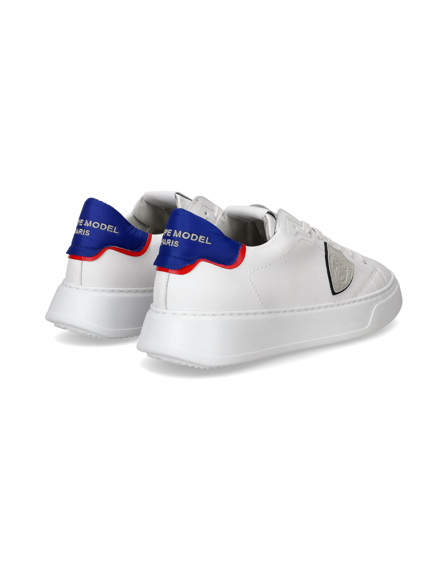 Men's Temple Low-Top Sneakers in Leather And Nylon, White Blue