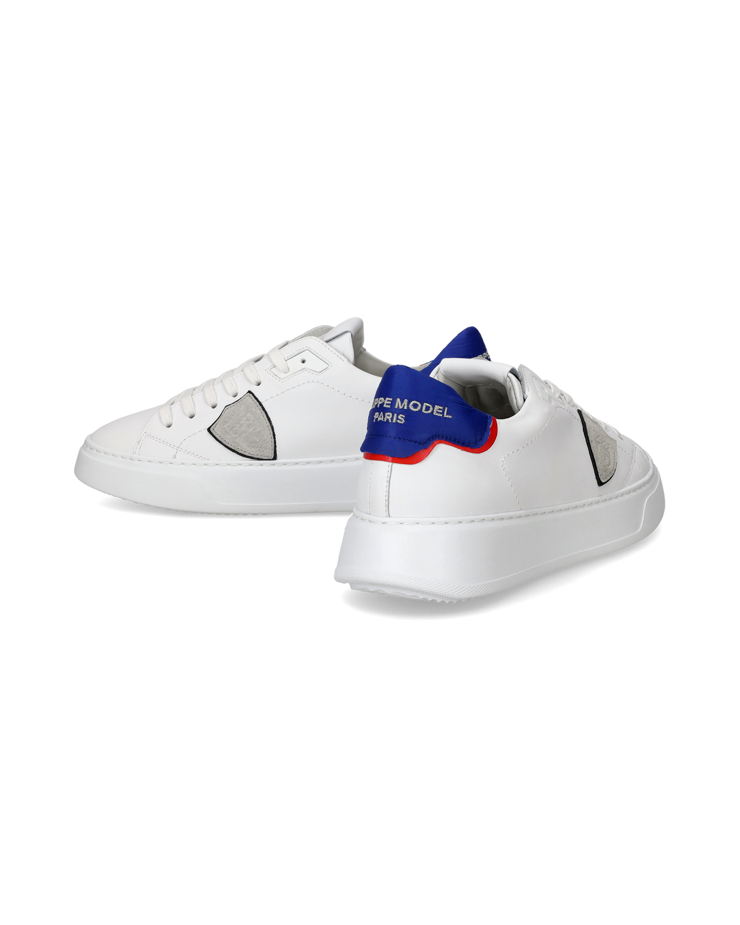 Men's Temple Low-Top Sneakers in Leather And Nylon, White Blue