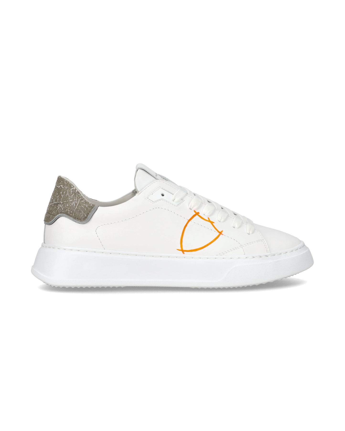 Sneaker casual Temple da uomo in pelle - Arancione e bianco