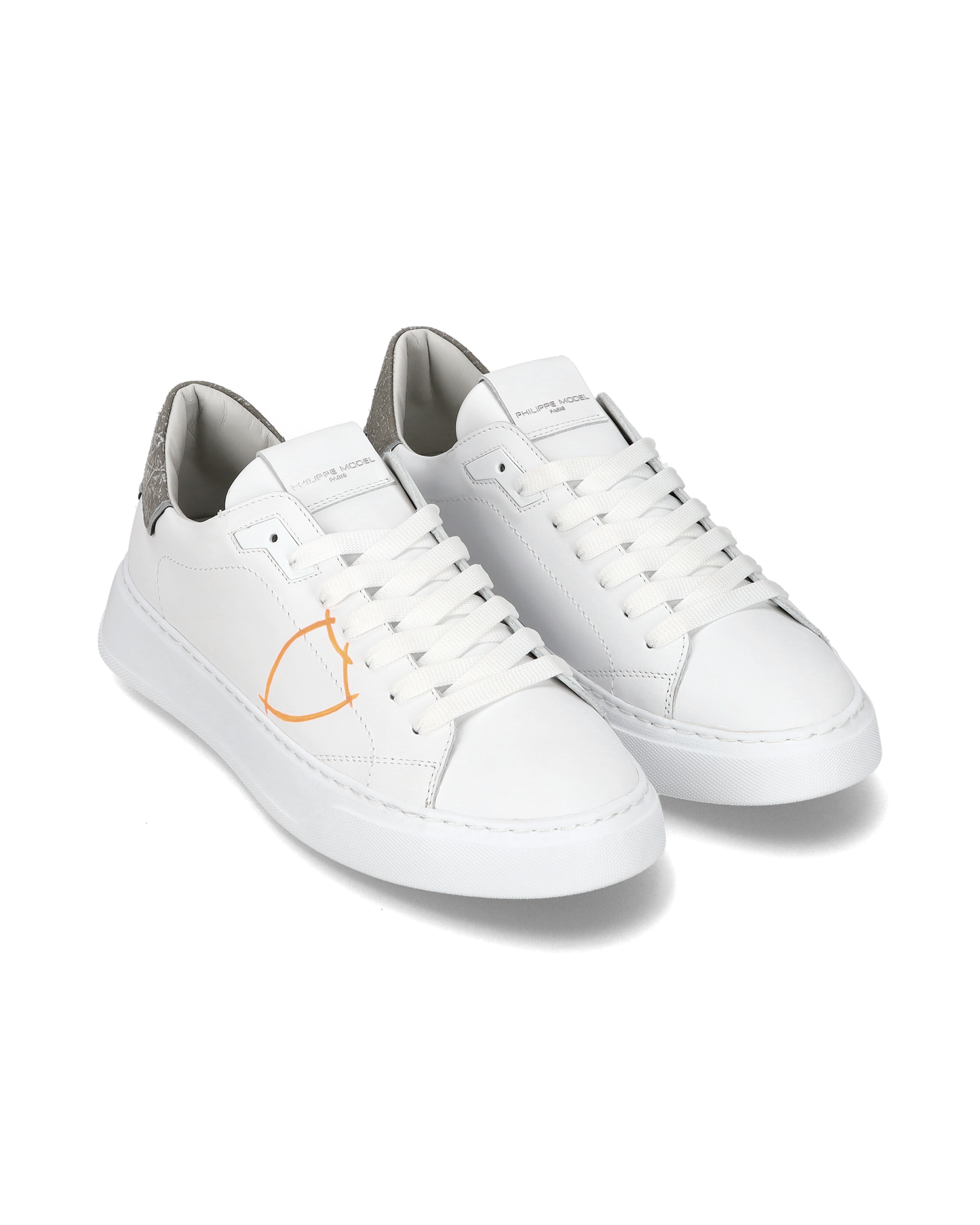 Sneaker casual Temple da uomo in pelle - Arancione e bianco