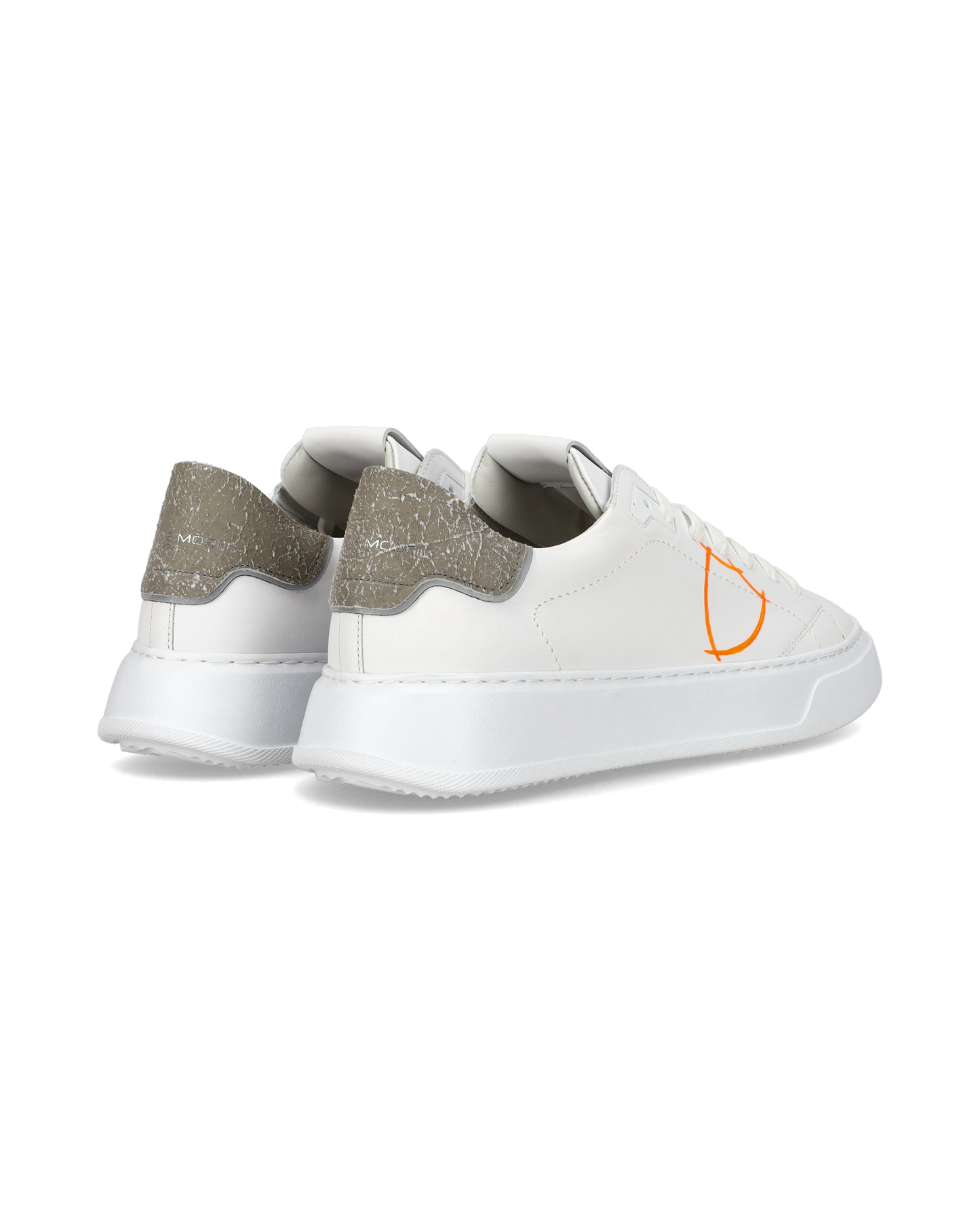 Sneaker casual Temple da uomo in pelle - Arancione e bianco