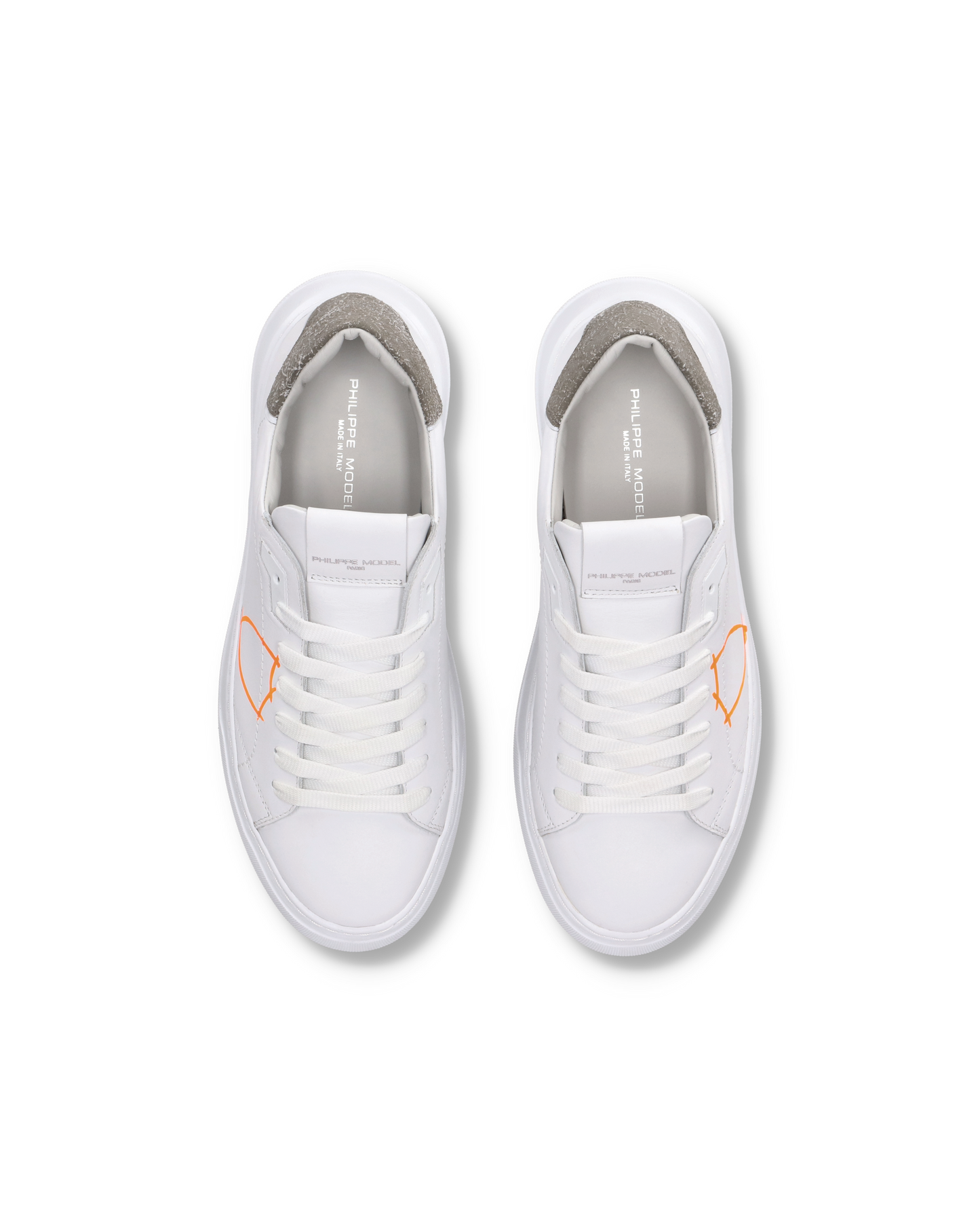 Sneaker casual Temple da uomo in pelle - Arancione e bianco