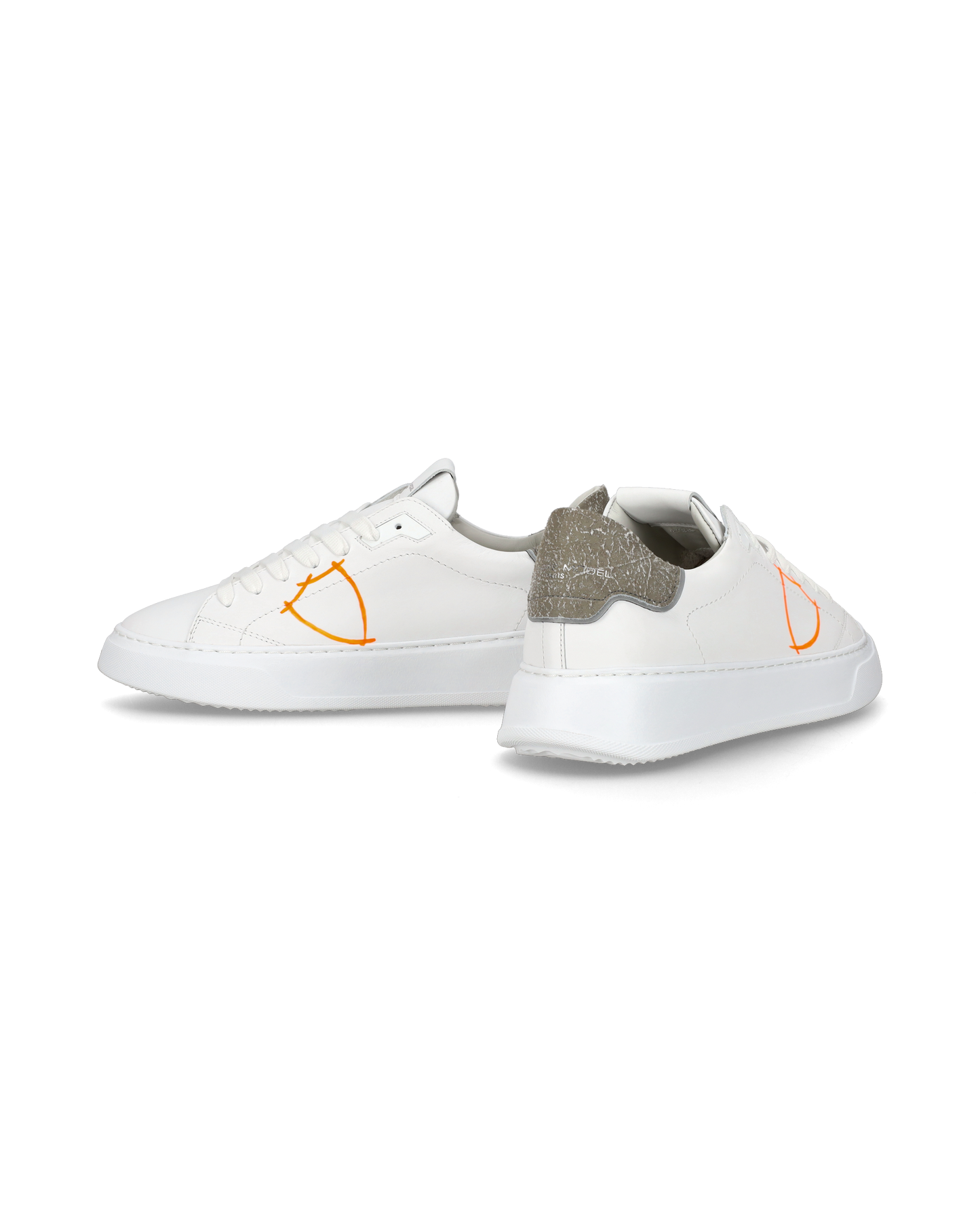 Sneaker casual Temple da uomo in pelle - Arancione e bianco