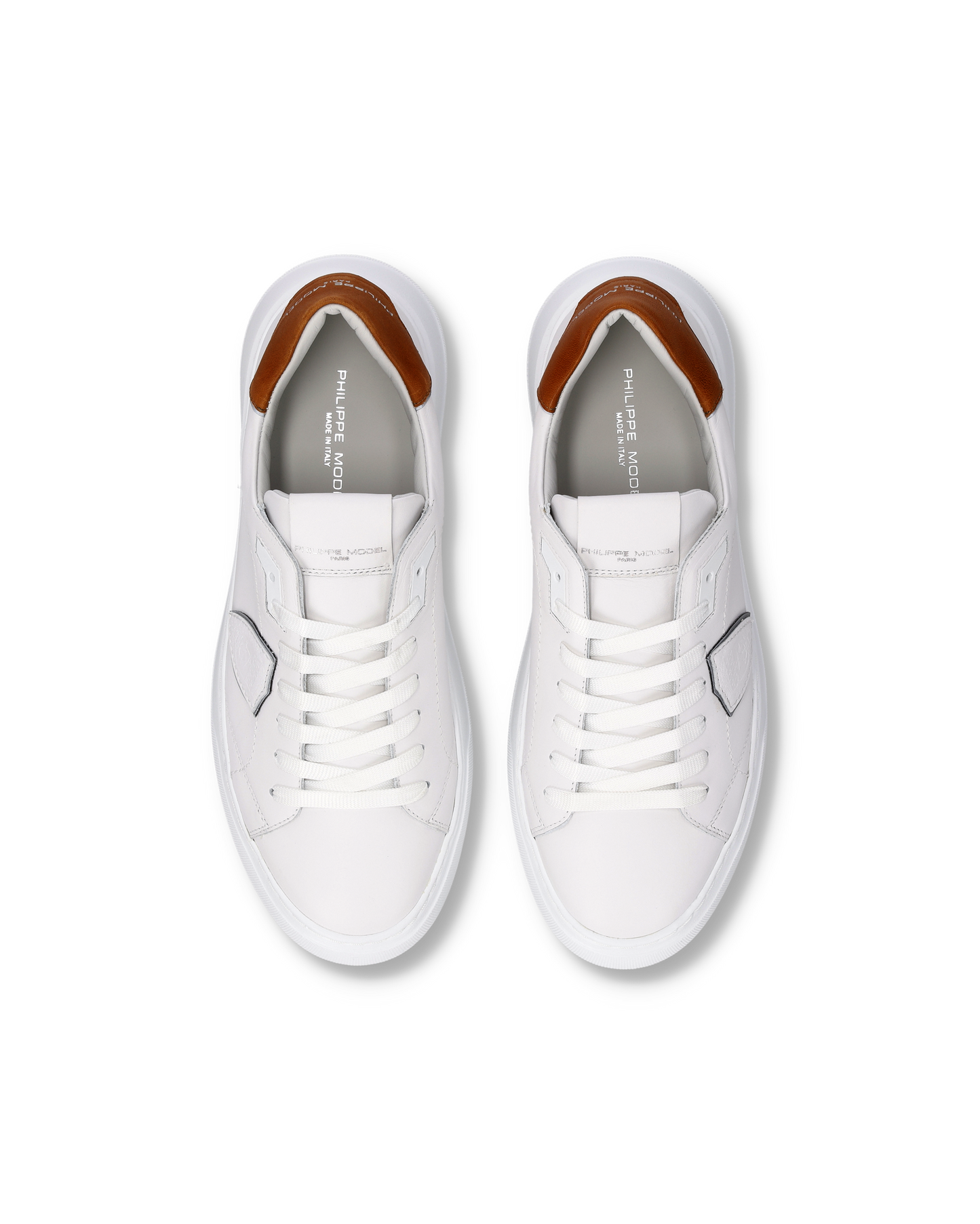 Sneakers Temple Uomo, Bianco Cognac