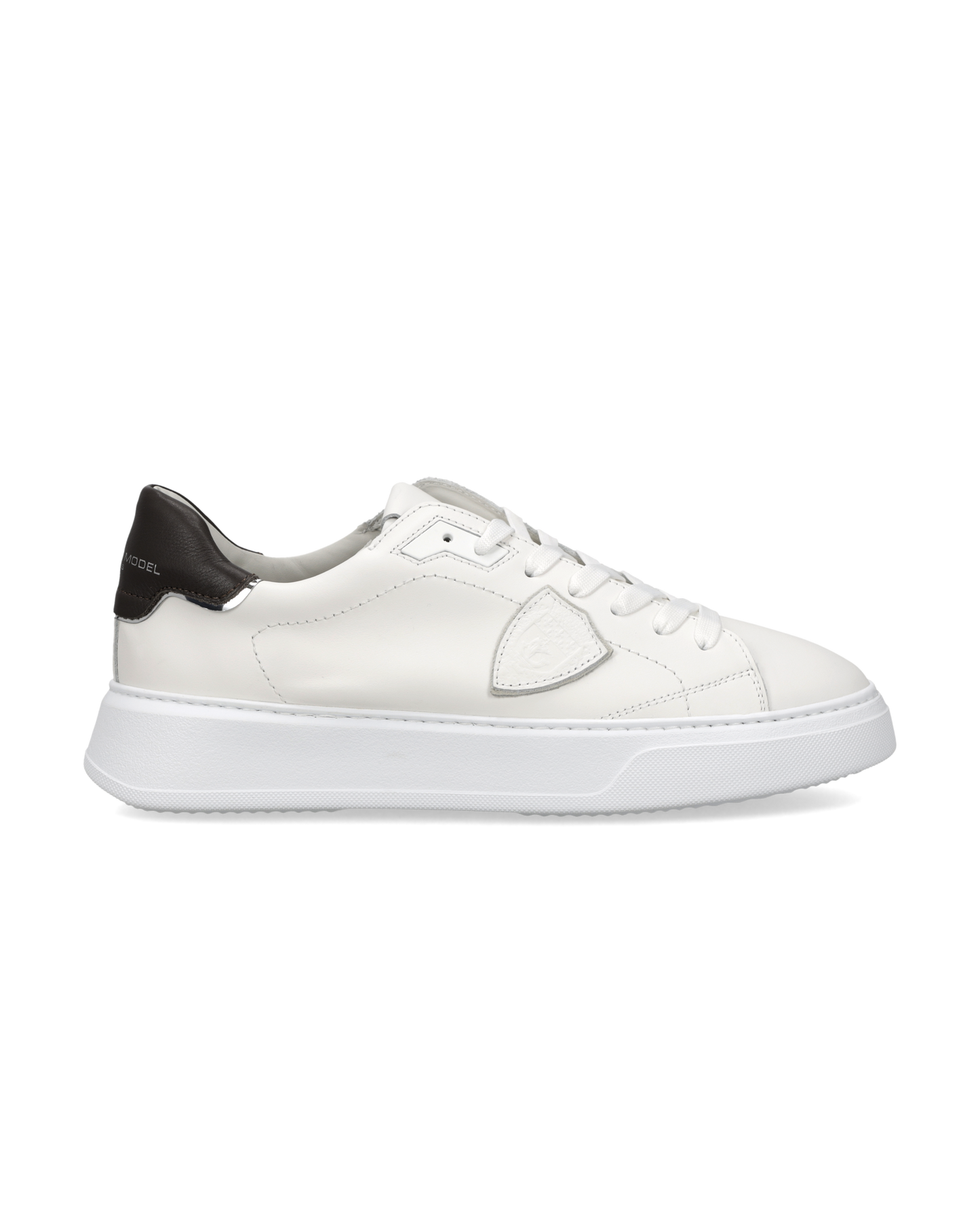 Baskets Temple Homme, Blanc Marron Foncé