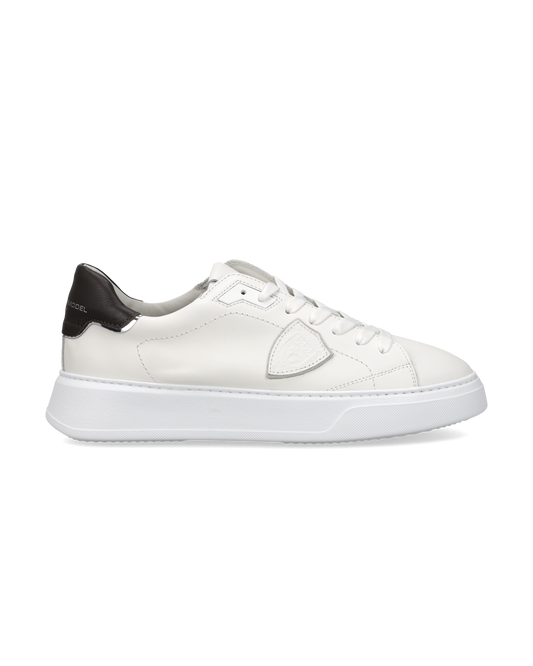 Baskets Temple Homme, Blanc Marron Foncé