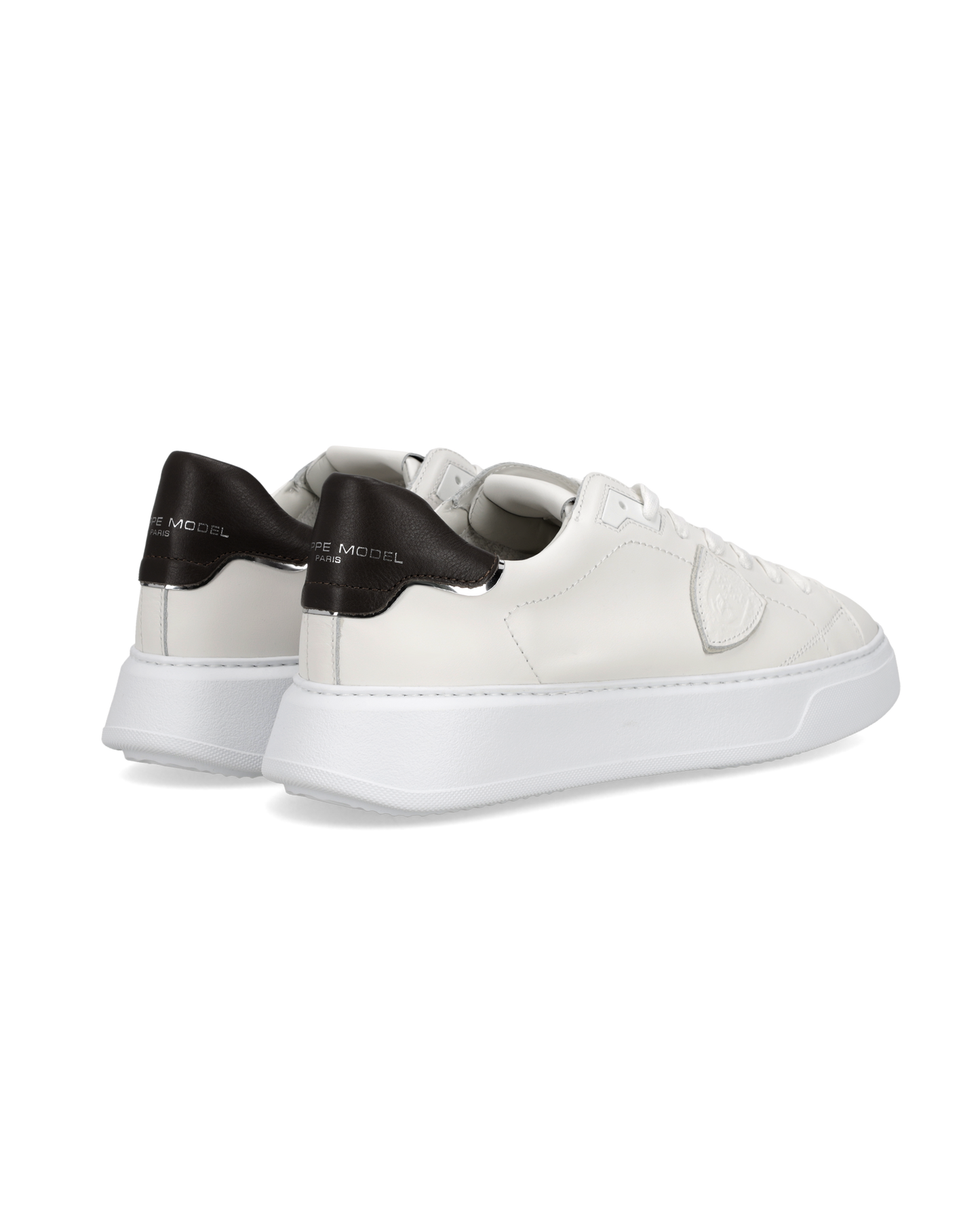 Baskets Temple Homme, Blanc Marron Foncé