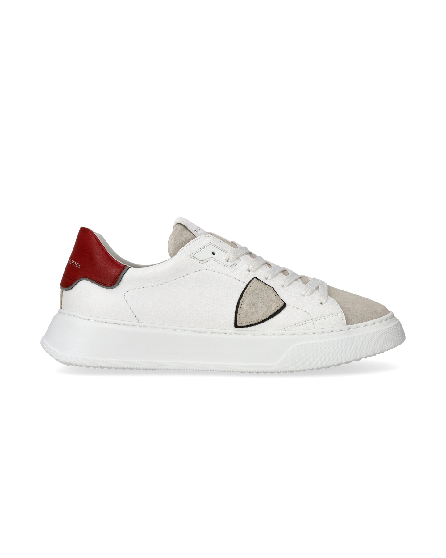 Sneaker casual Temple da uomo in pelle - Bianco e rosso