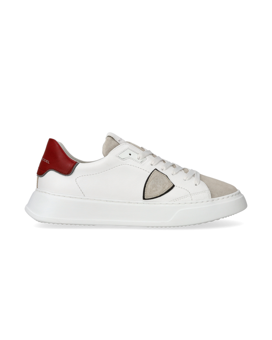 Sneaker casual Temple da uomo in pelle - Bianco e rosso