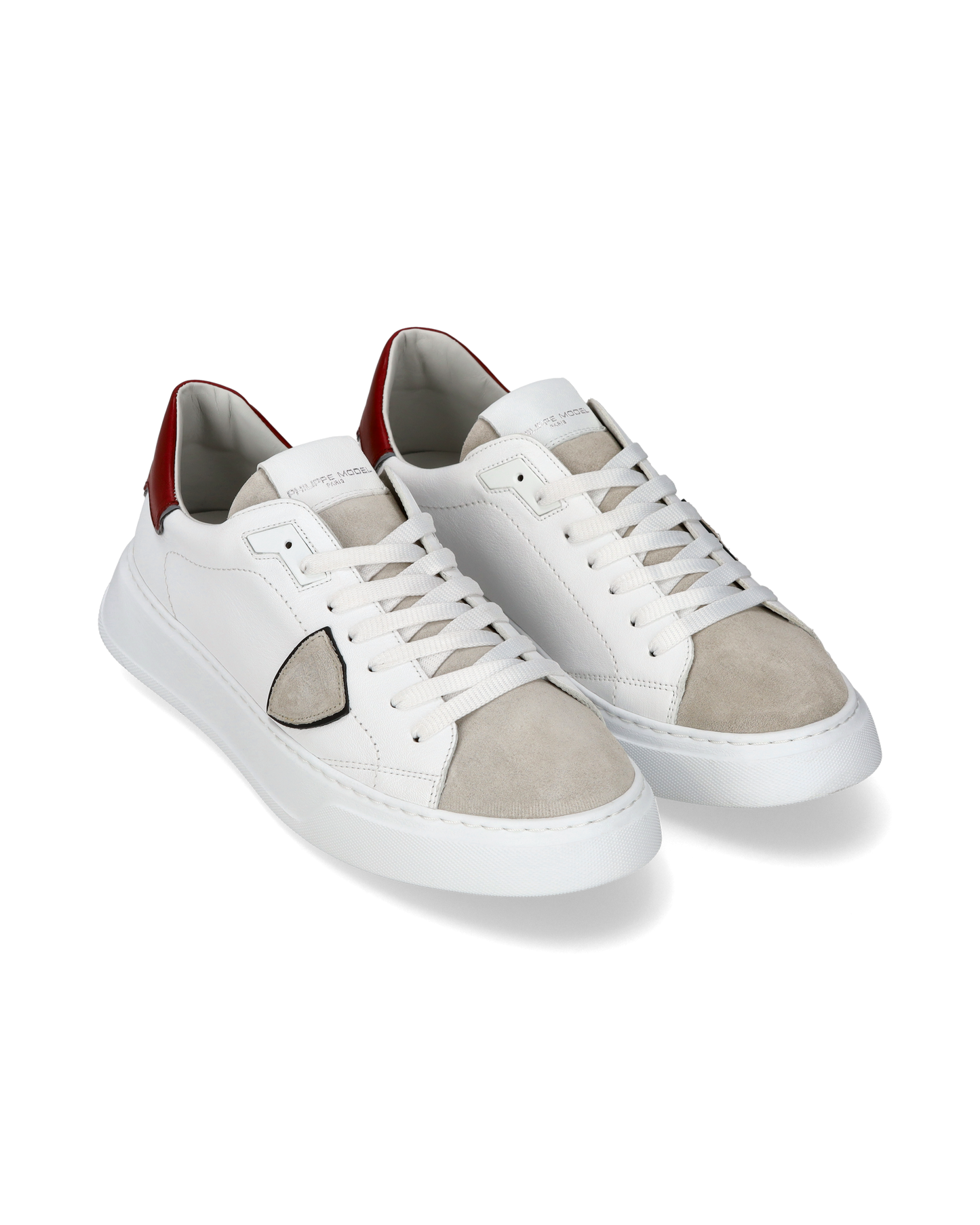 Sneaker casual Temple da uomo in pelle - Bianco e rosso