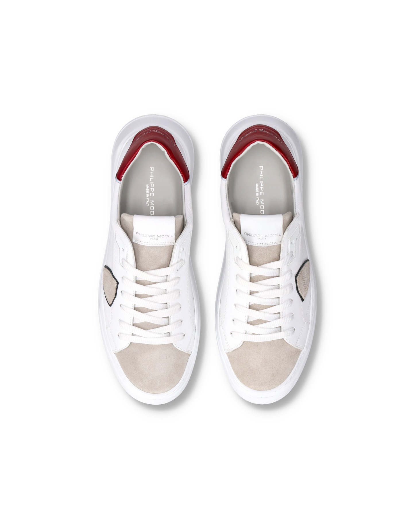 Sneaker casual Temple da uomo in pelle - Bianco e rosso